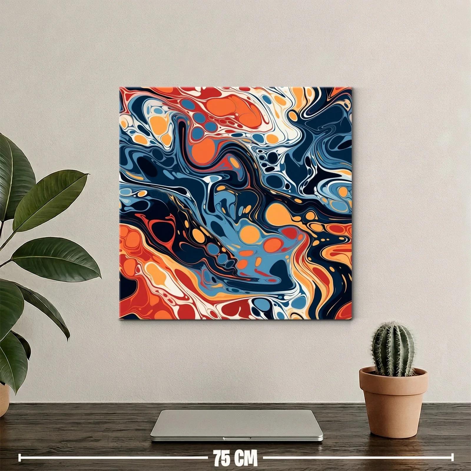 Cuadro abstracto con tonos cálidos y fríos vibrantes — miniatura 2