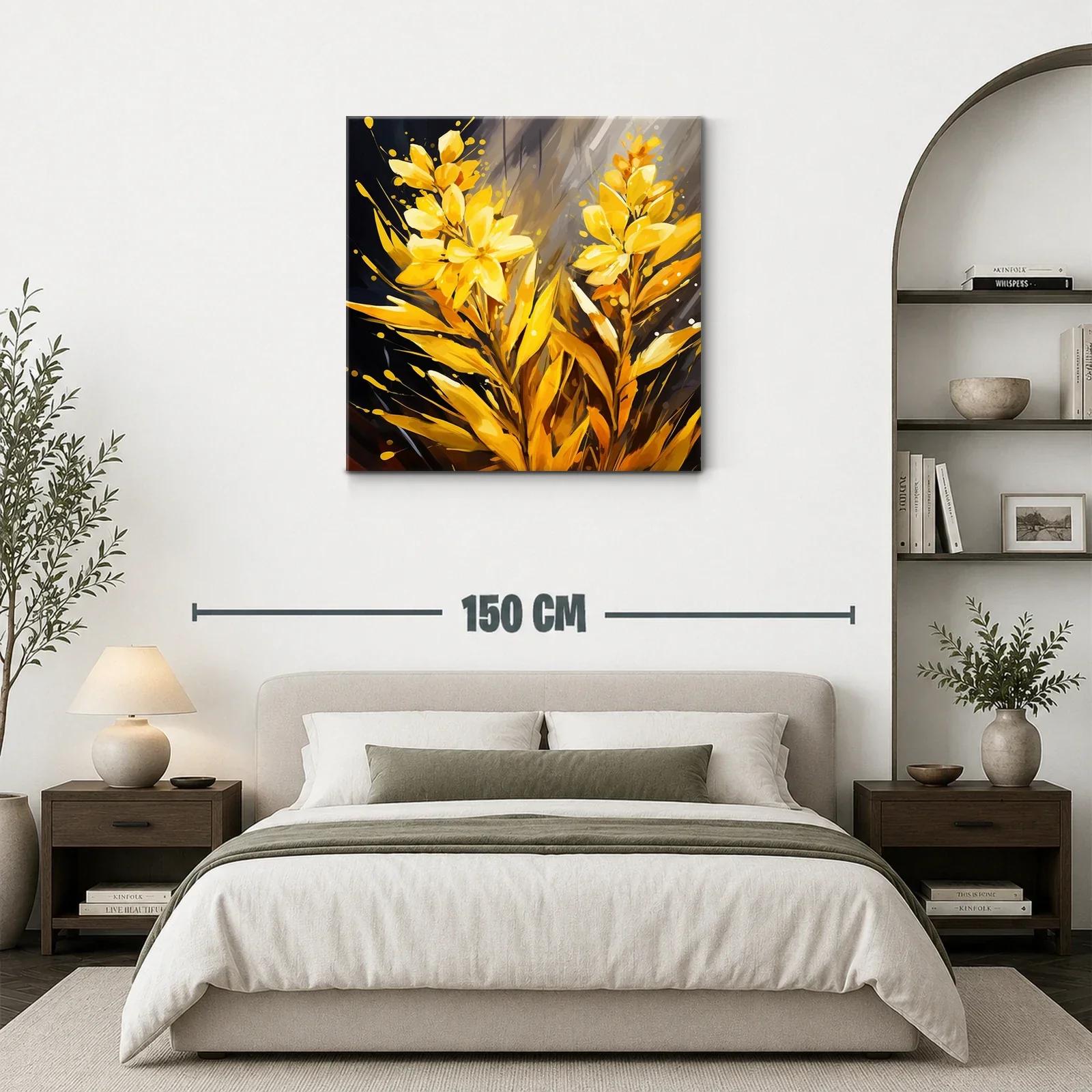 Brillante Cuadro Floral en Tono Amarillo Luminoso — miniatura 3