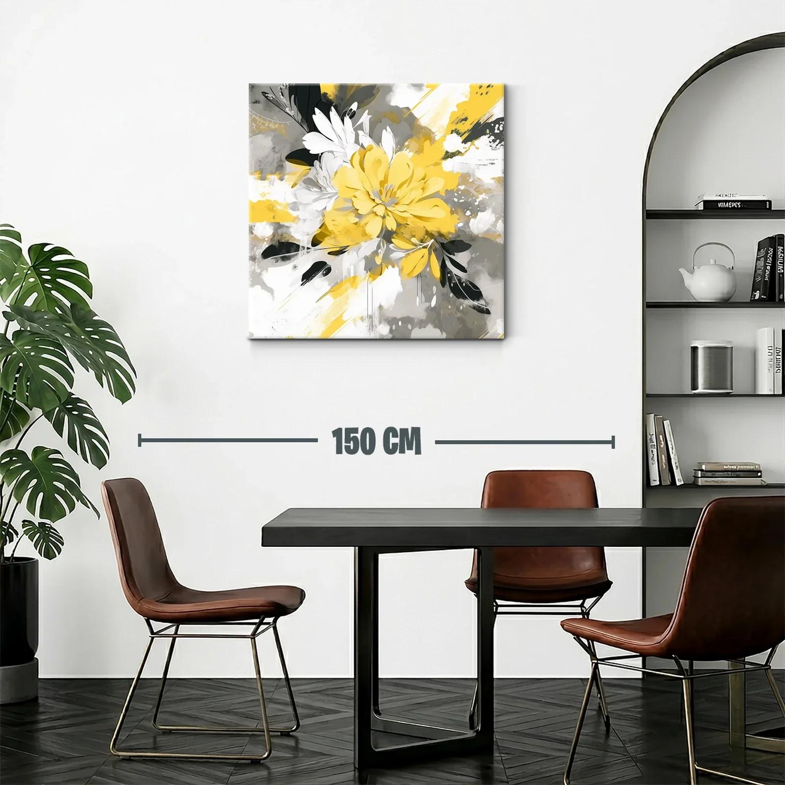 Flor Abstracta en Amarillo Gris y Blanco Moderna y Vibrante — miniatura 2