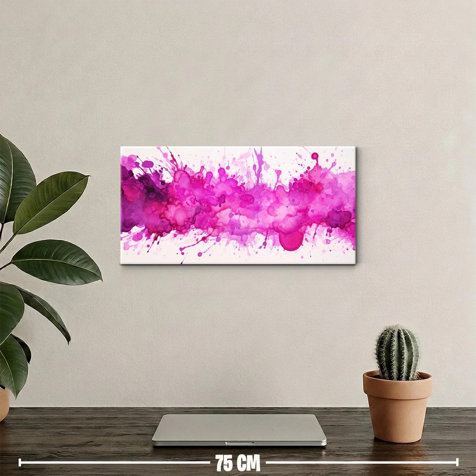 Cuadro mancha de acuarela rosa y morada con franja de salpicaduras — miniatura 2