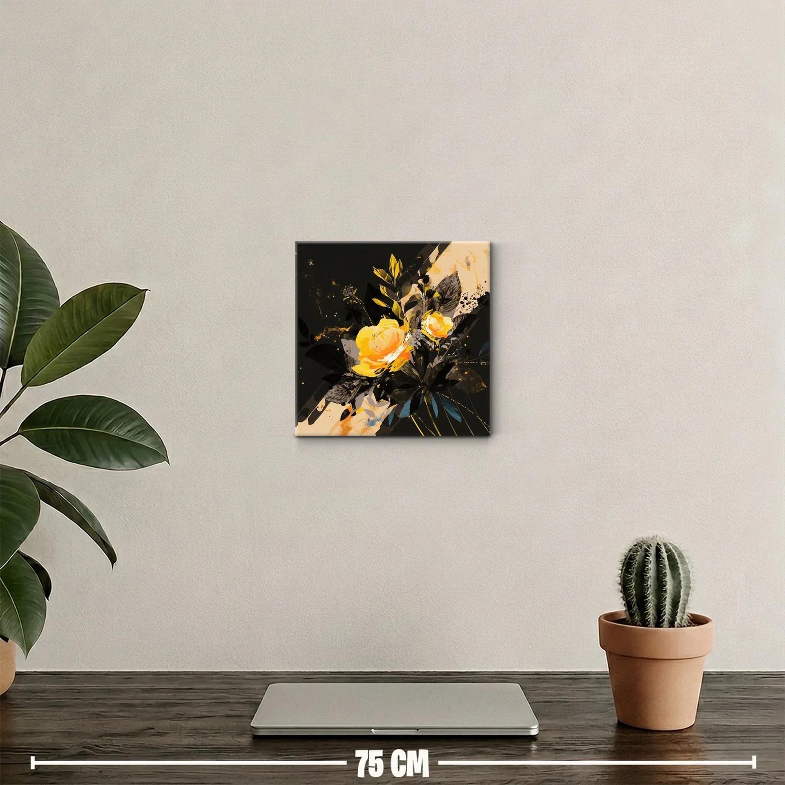 Rosas amarillas sobre fondo oscuro con detalles vibrantes — miniatura 2