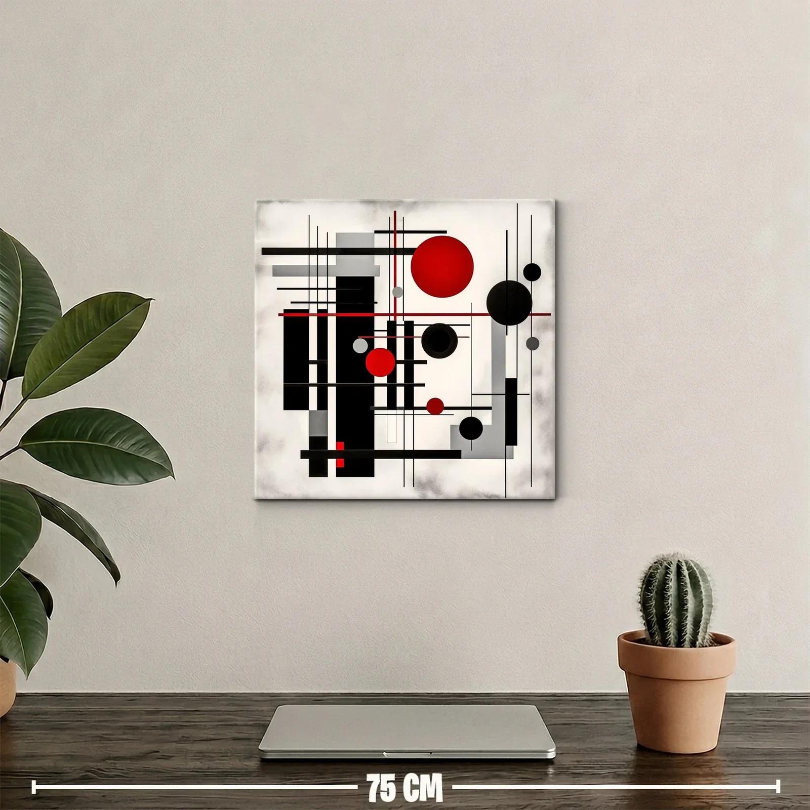 Composición geométrica con círculos y líneas rojas negras y grises — miniatura 2