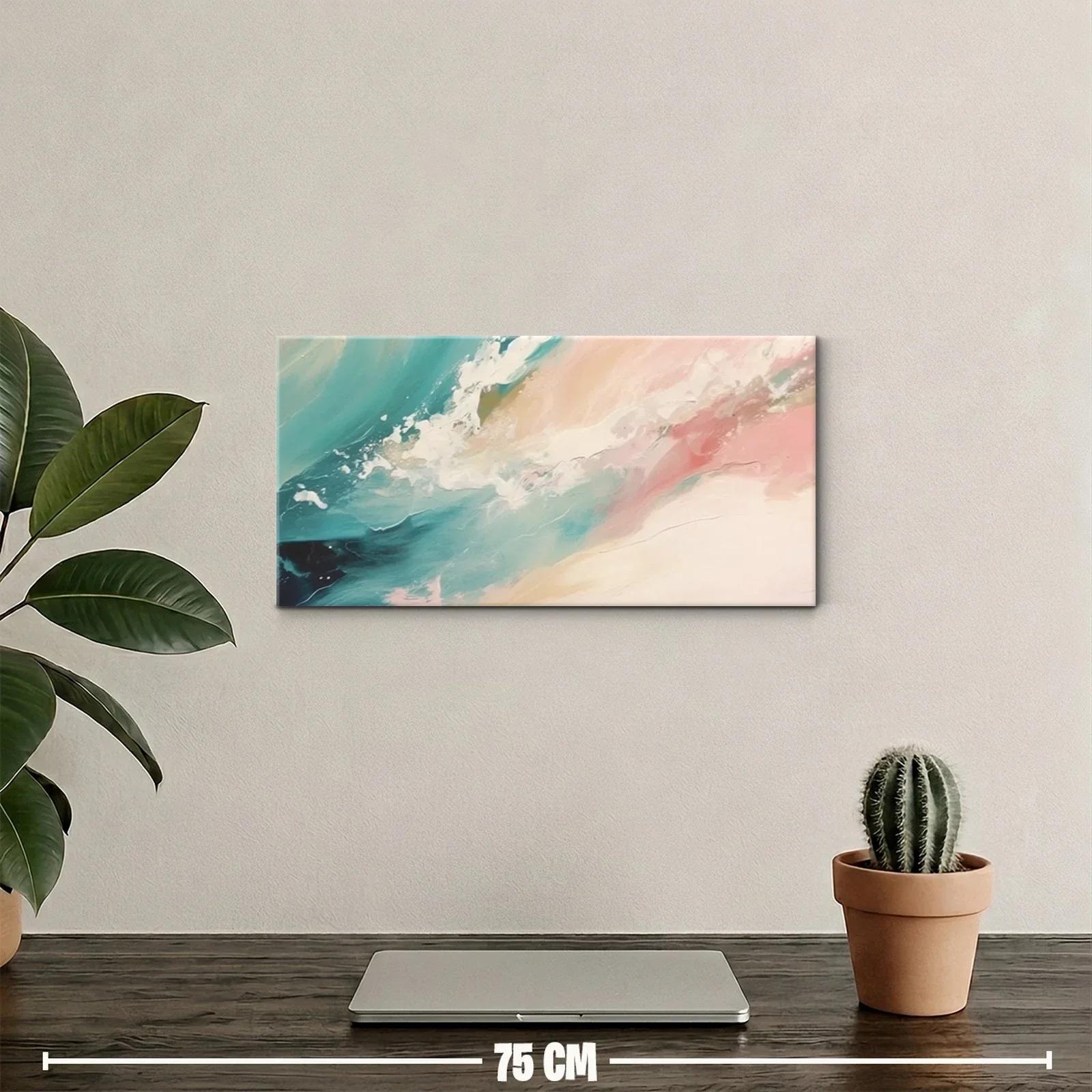 Cuadro olas marinas abstractas con blanco vaporoso — miniatura 2