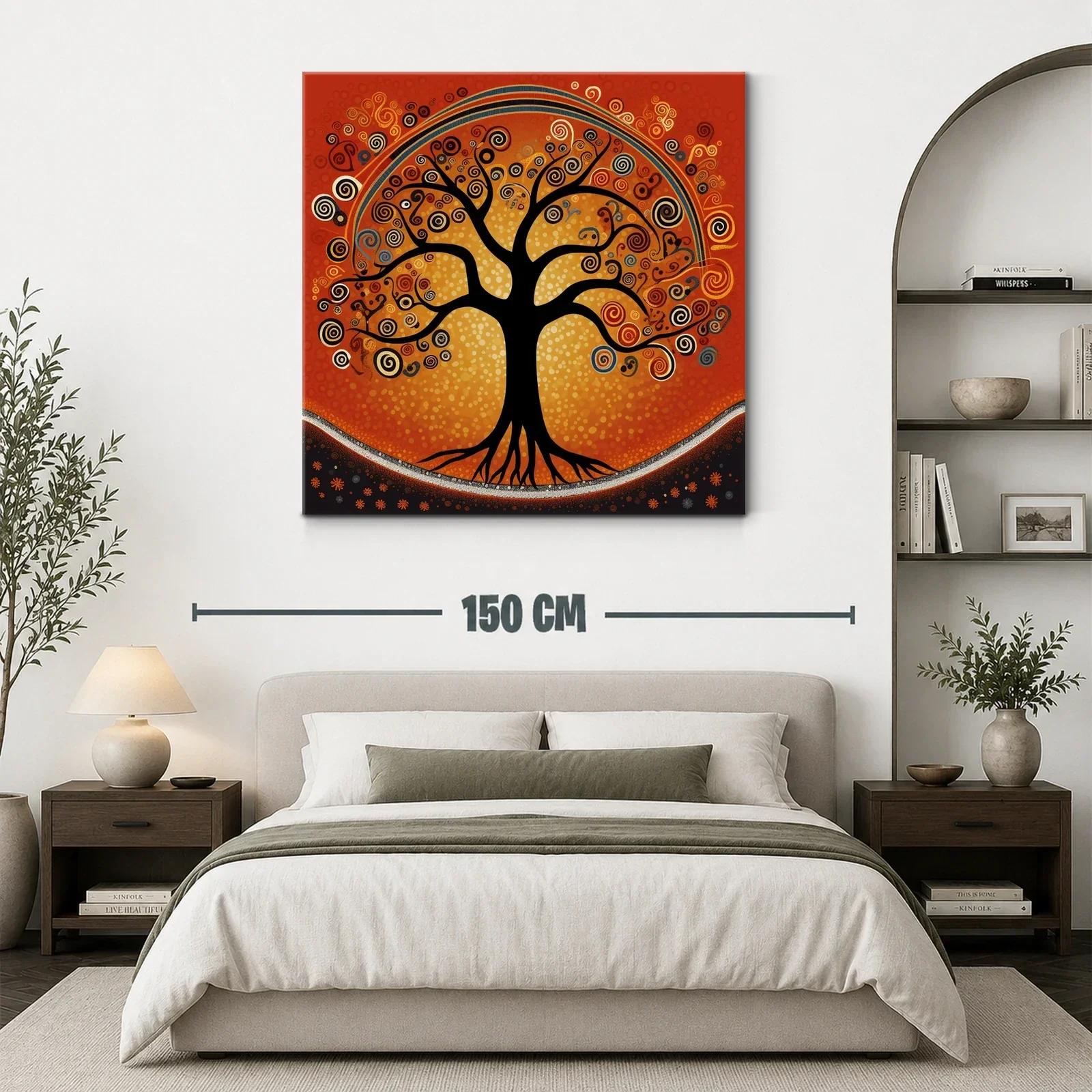 Árbol con espirales vibrantes en tonos cálidos y negros — miniatura 3