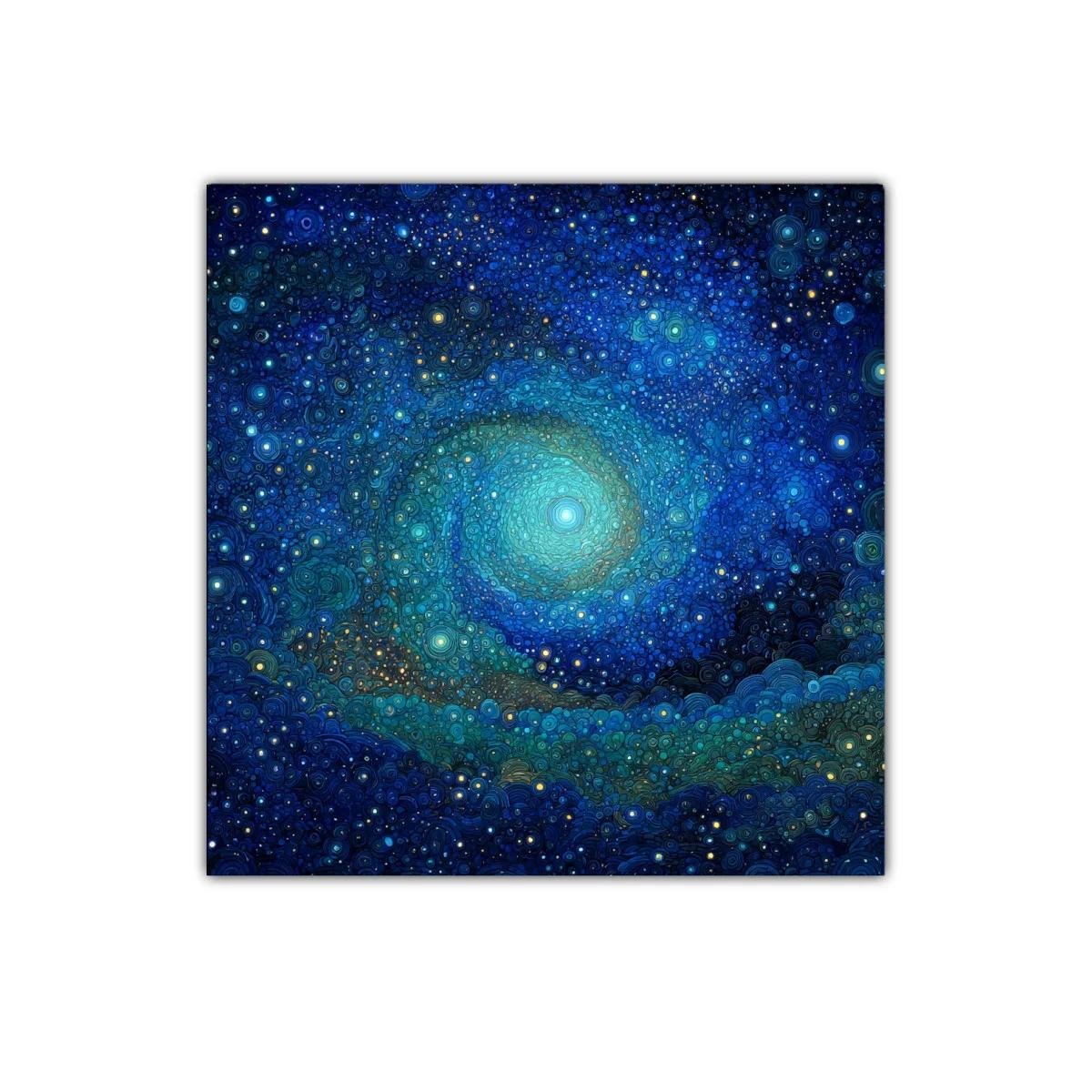 Cuadro abstracto galáctico en tonos azules y verdes — miniatura 1