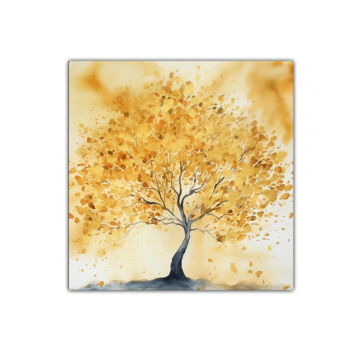 Árbol dorado con hojas vibrantes para decoración elegante — miniatura 1