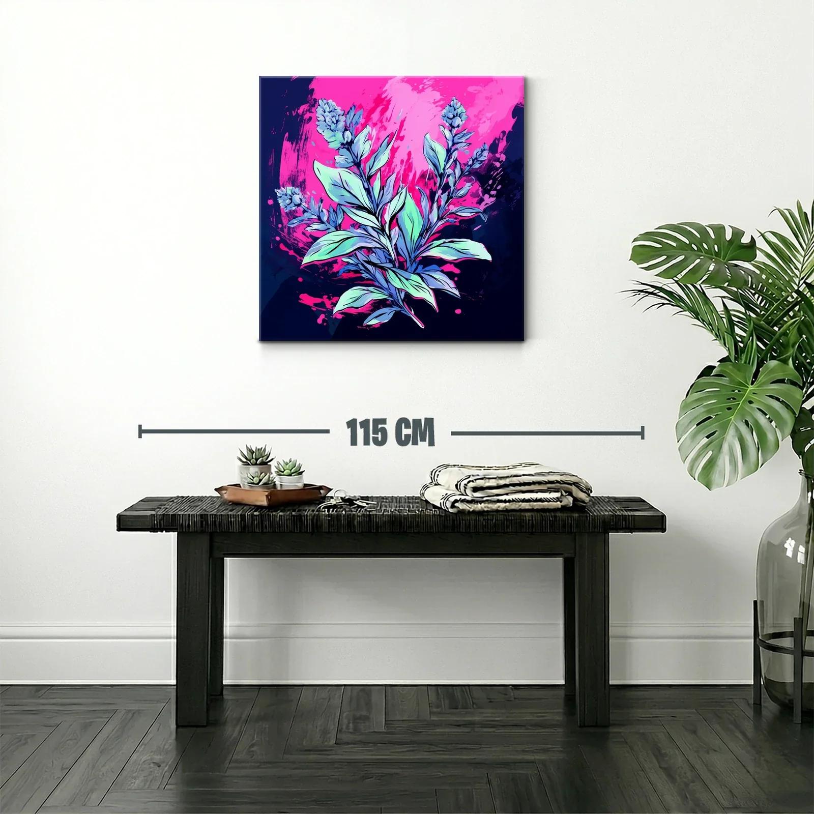 Cuadro floral moderno con tonos vibrantes y contrastes intensos — miniatura 2