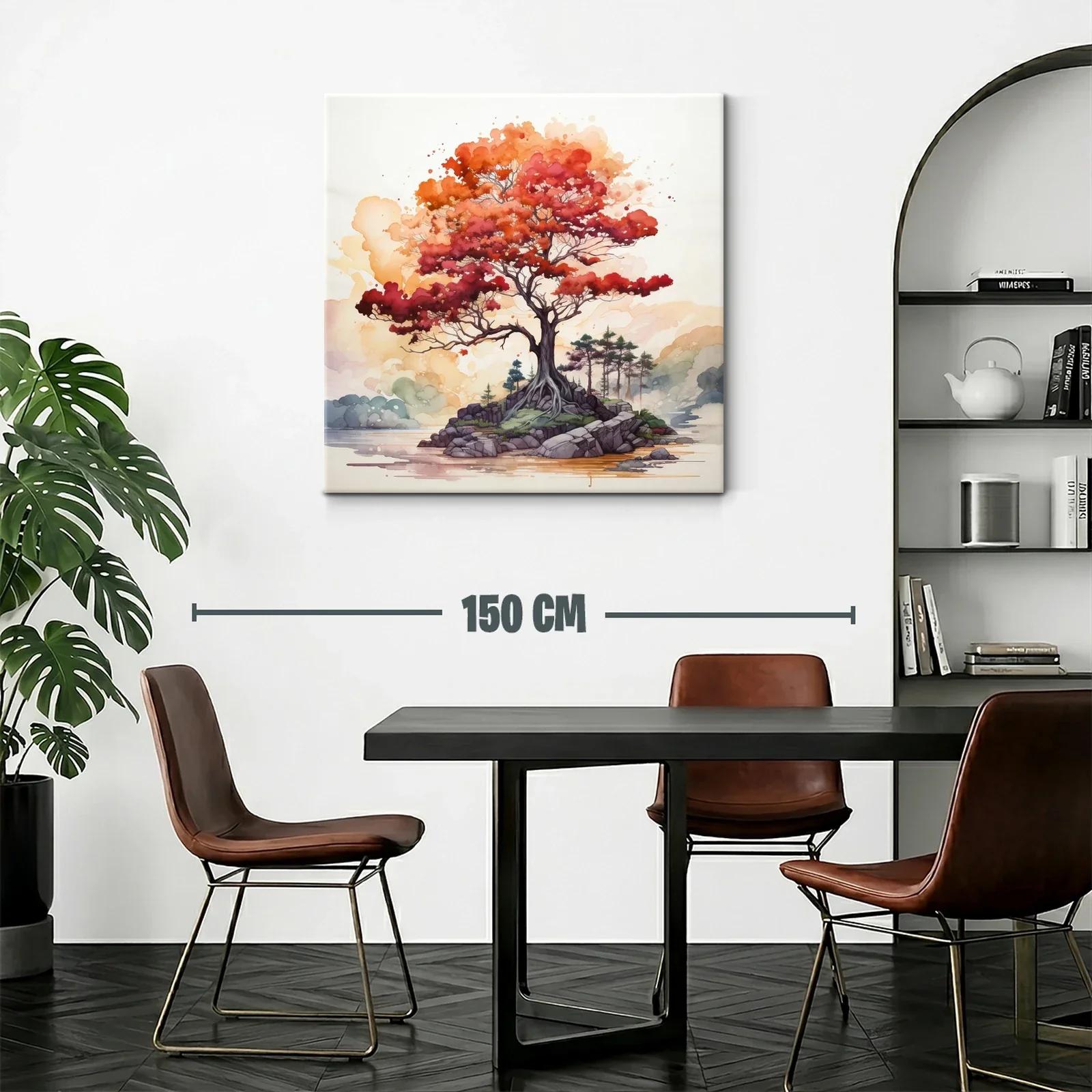 Árbol rojizo en isla junto a un lago sereno — miniatura 2
