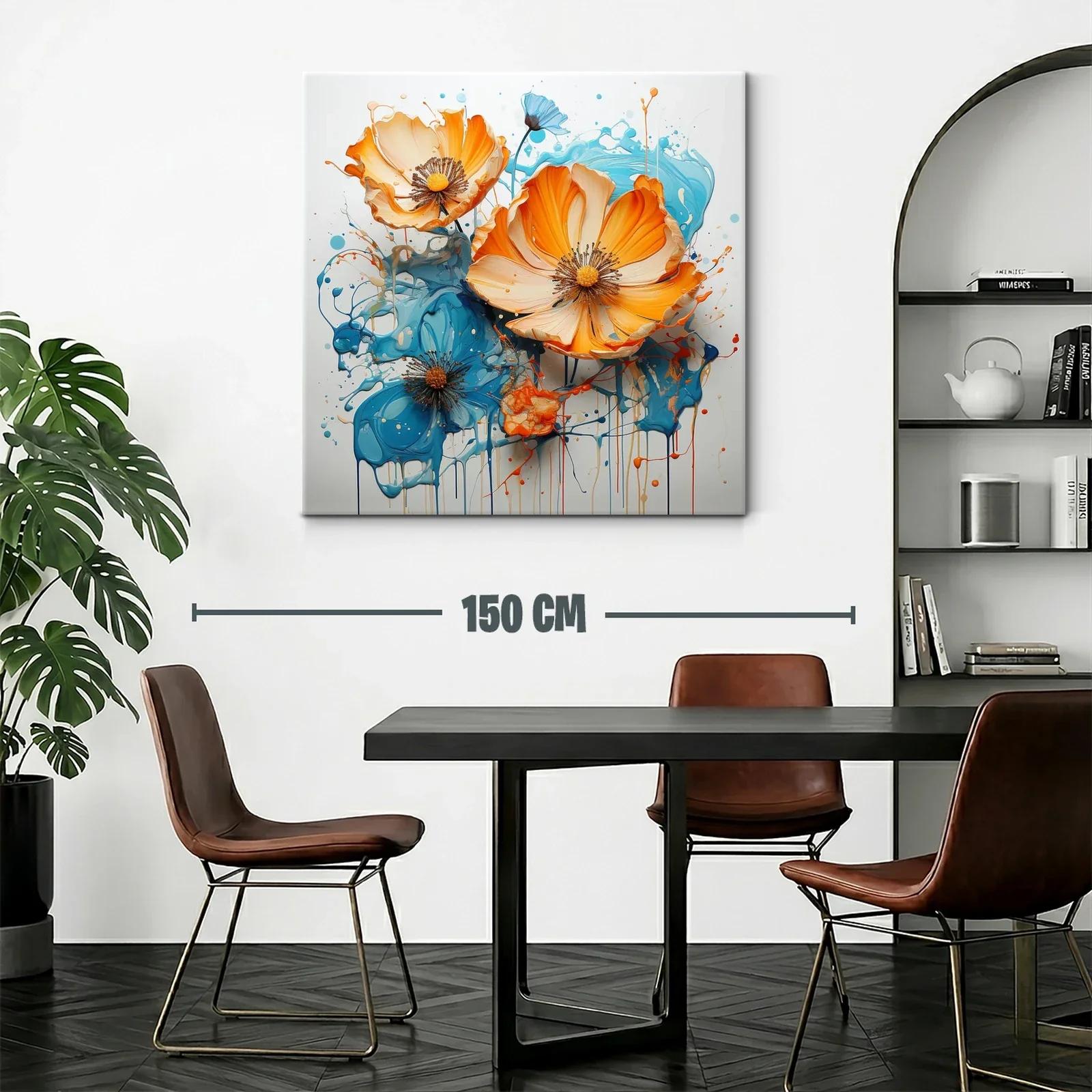 Flores vibrantes en tonos naranjas y azules dinámicos — miniatura 2