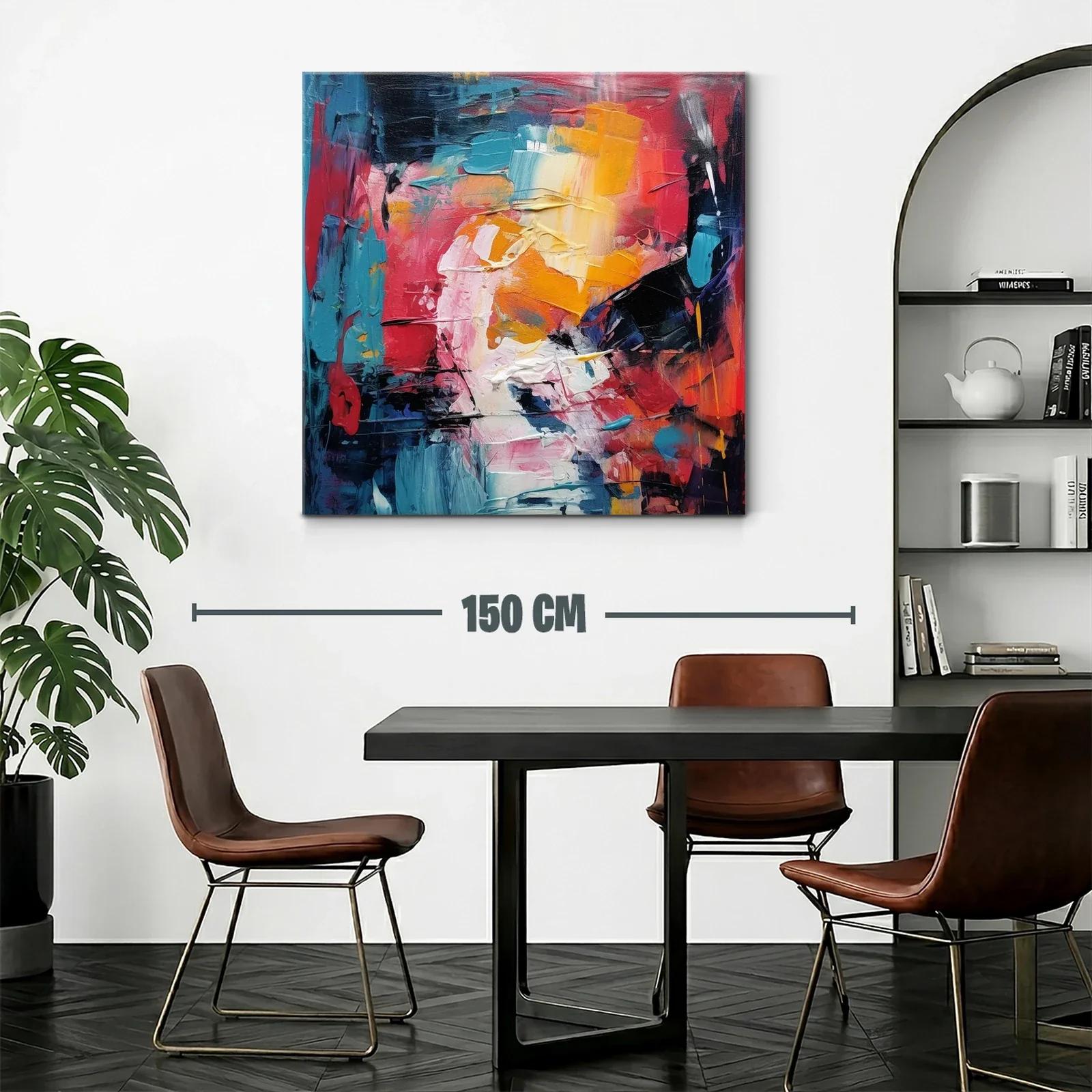 Cuadro abstracto con vibrantes tonos cálidos y fríos — miniatura 2