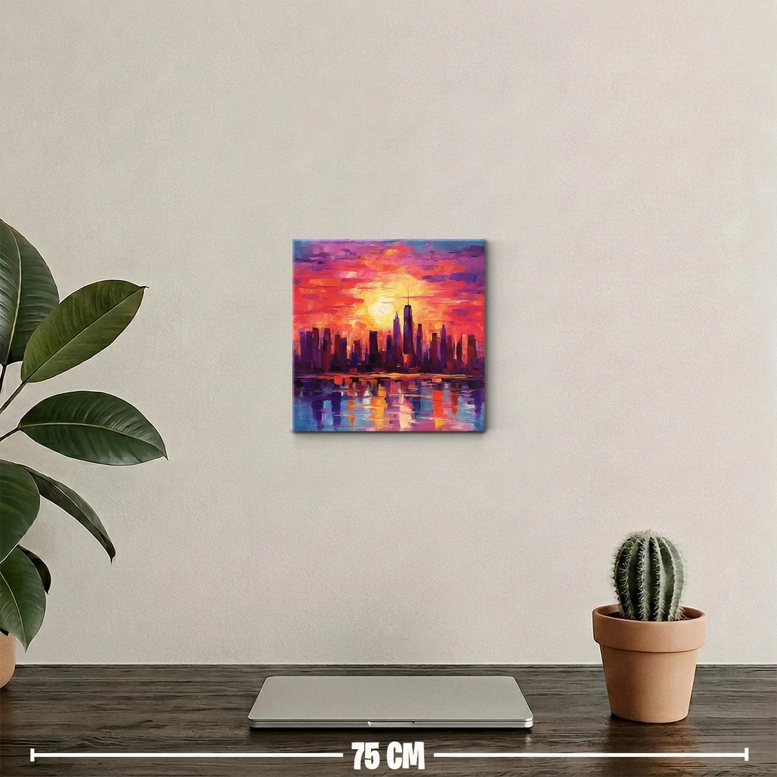 Atardecer vibrante sobre una ciudad moderna y reflejos sorprendentes — miniatura 2