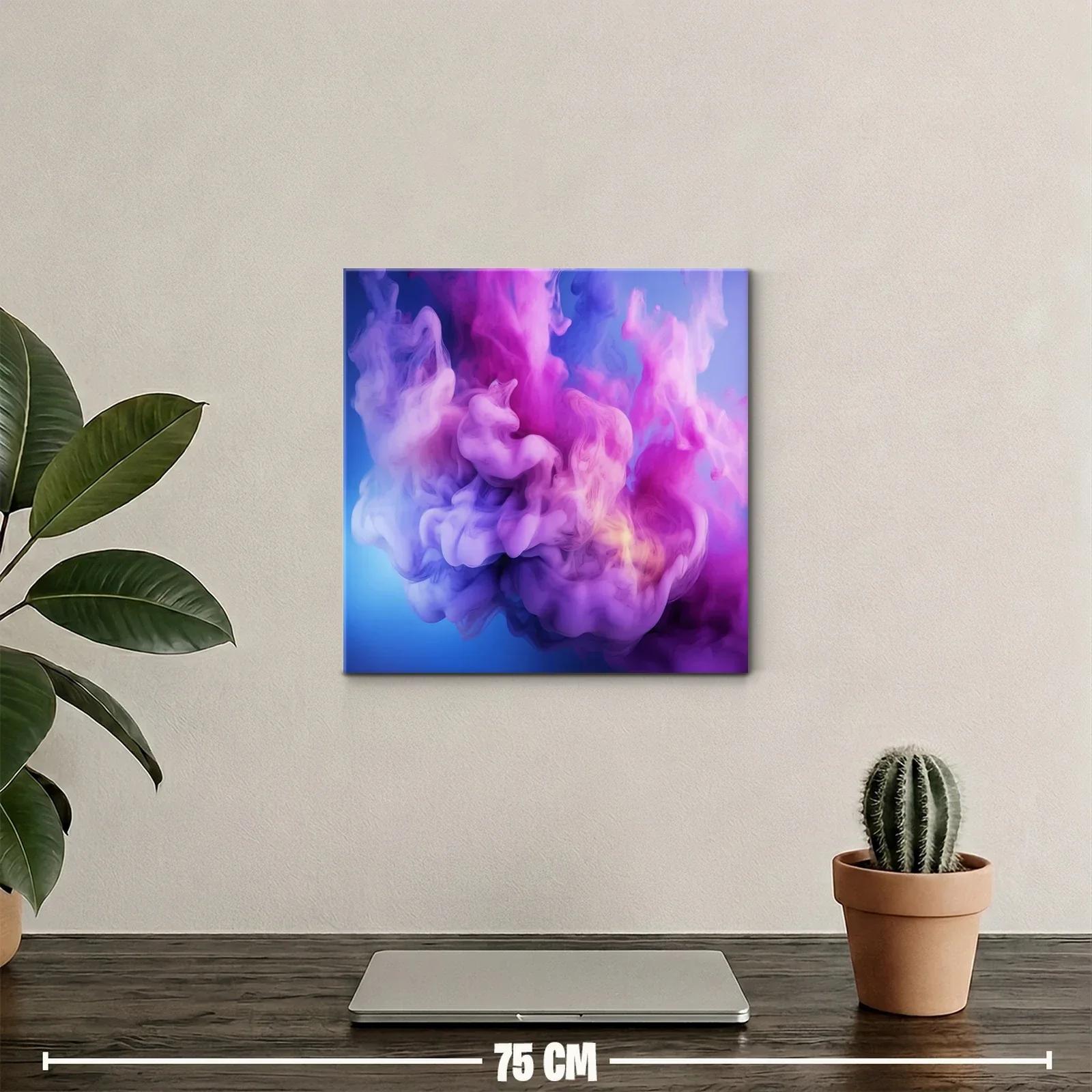 Cuadro abstracto con movimiento en tonos lila y azul — miniatura 2