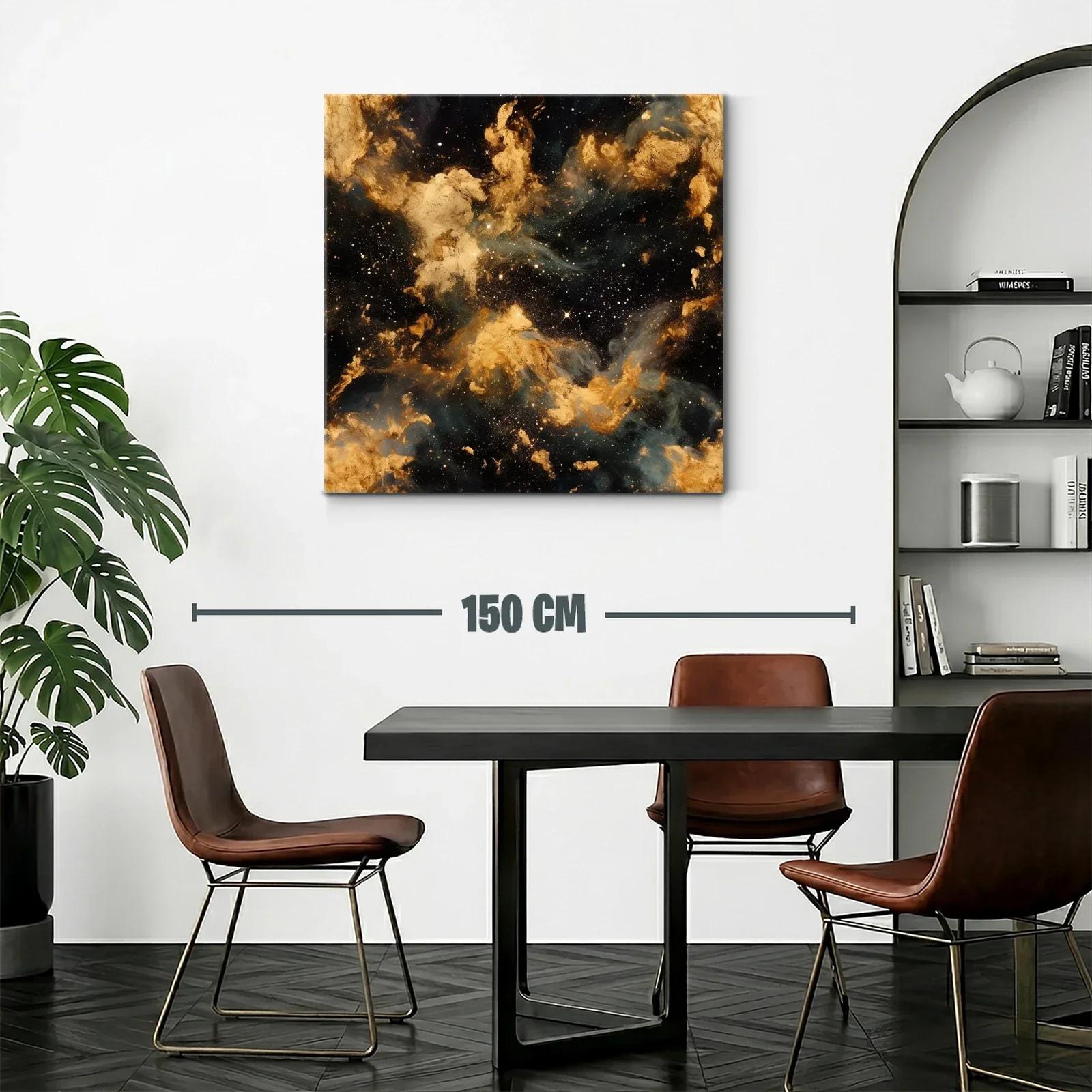 Cuadro Abstracto Nebulosa Dorada con Toques Cósmicos — miniatura 2