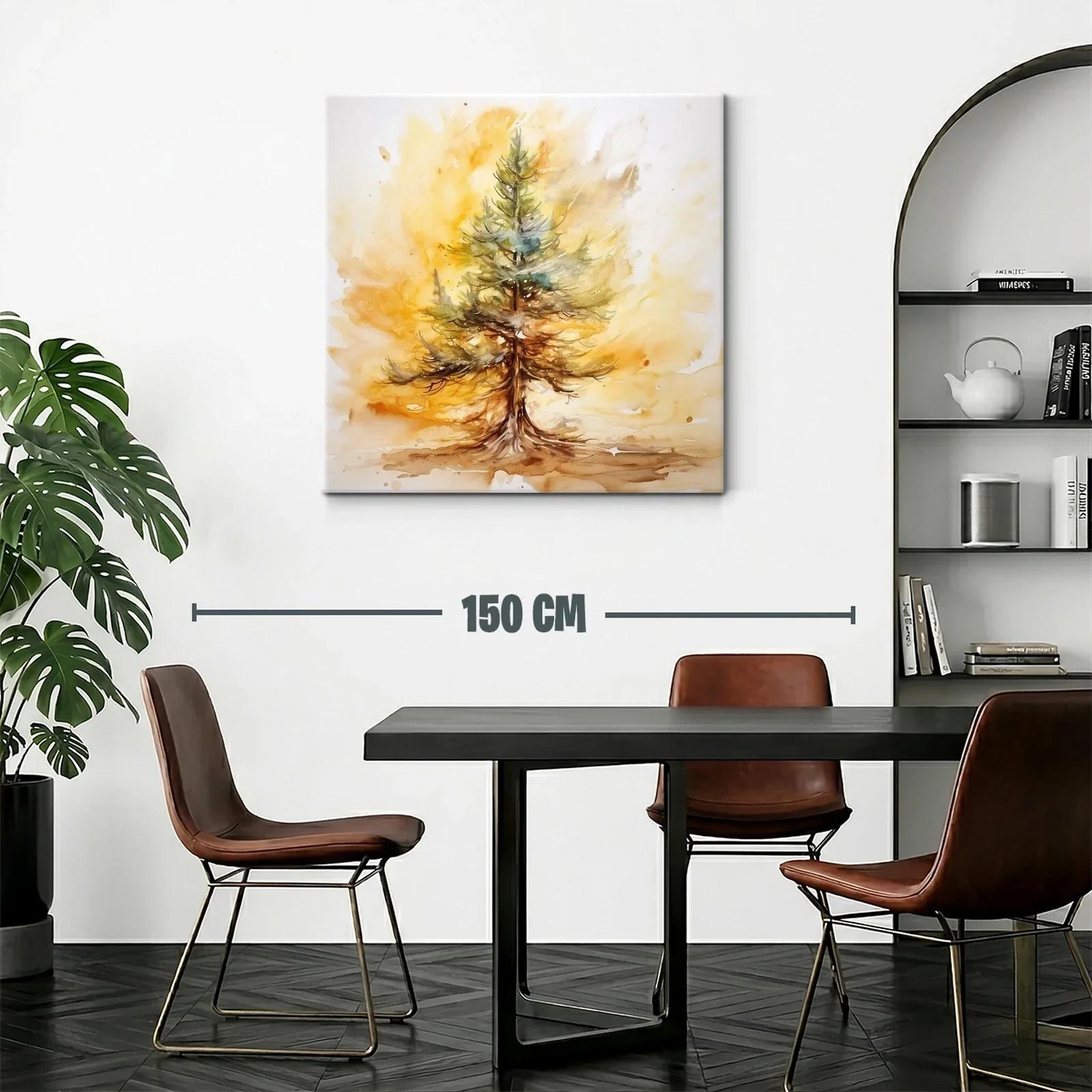Cuadro con árbol en tonos cálidos y verdes — miniatura 2