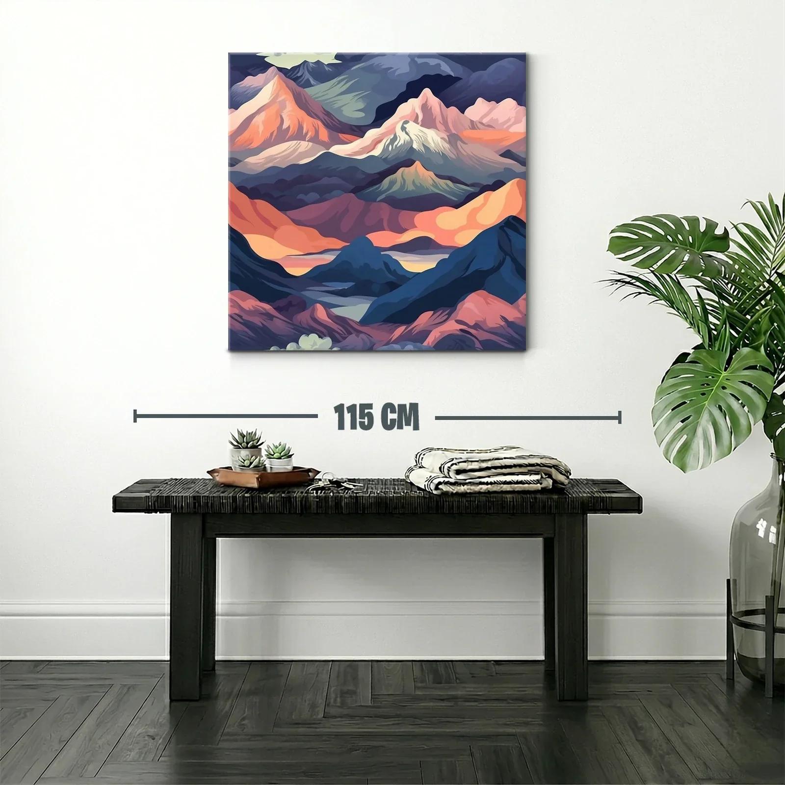 Paisaje de montañas en tonos cálidos y fríos contrastantes — miniatura 2