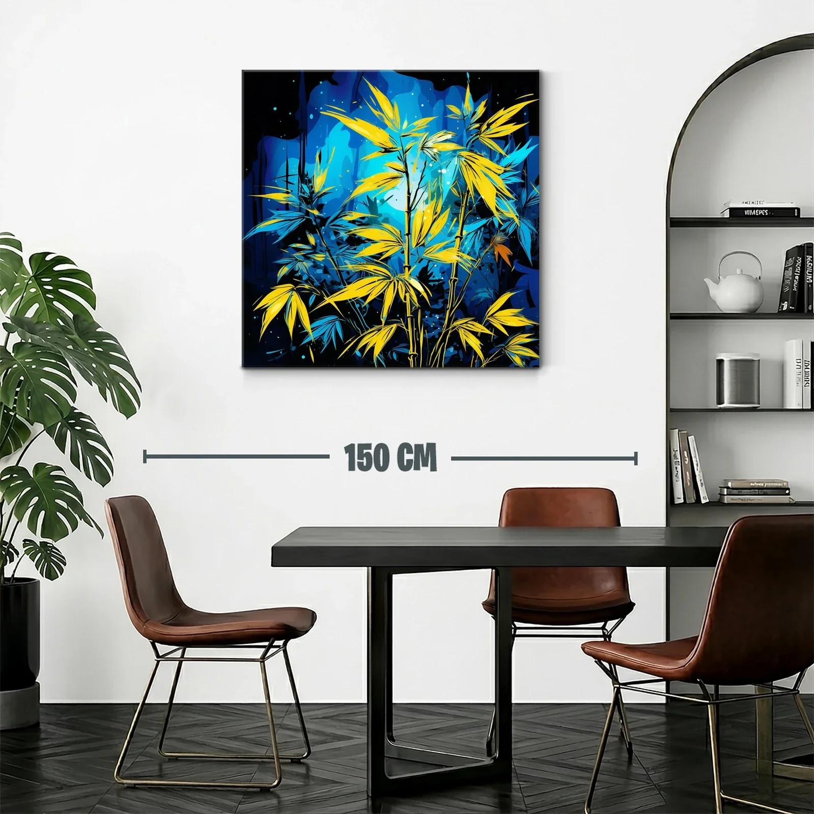 Bambú vibrante con contrastes azul y amarillo intenso — miniatura 2