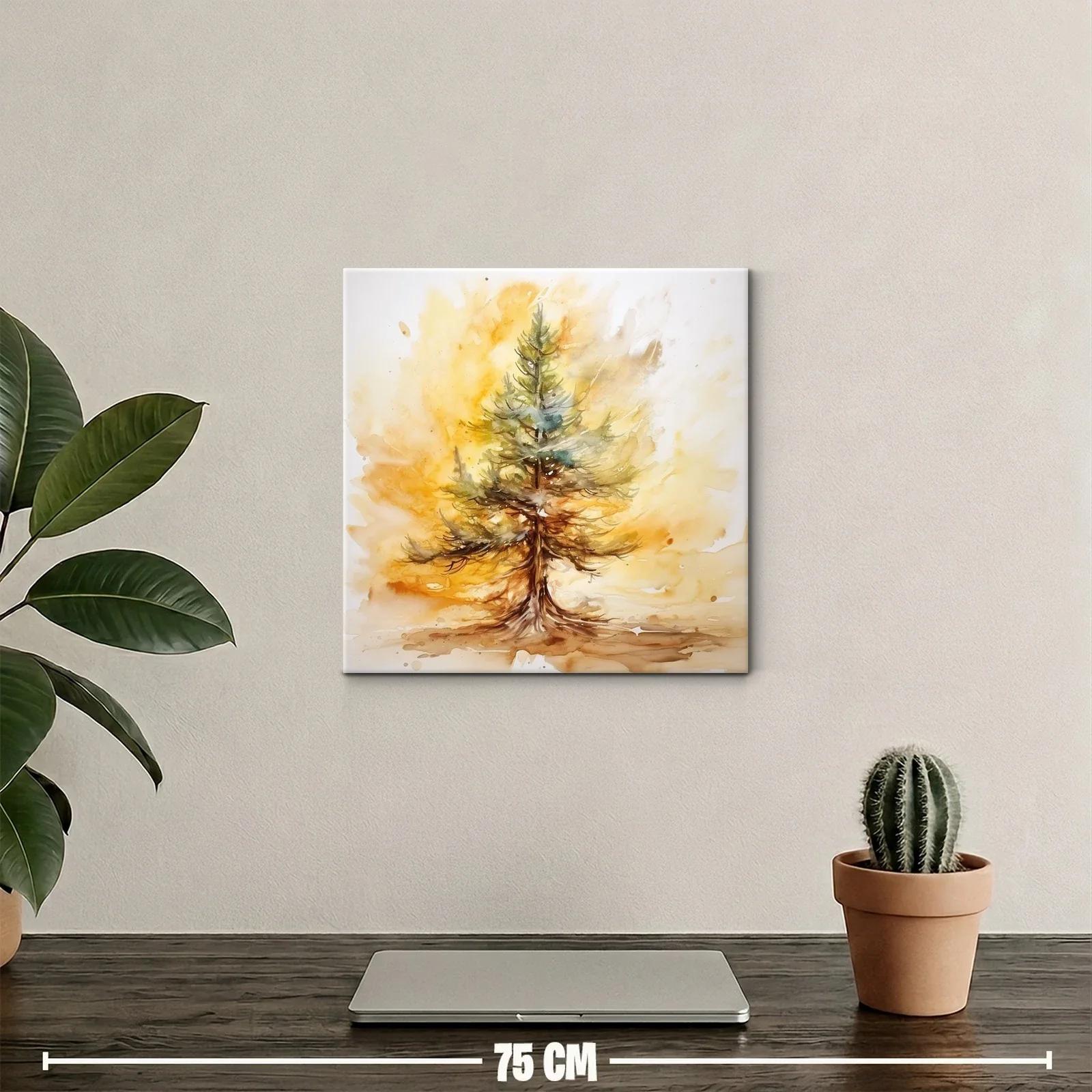 Cuadro con árbol en tonos cálidos y verdes — miniatura 2