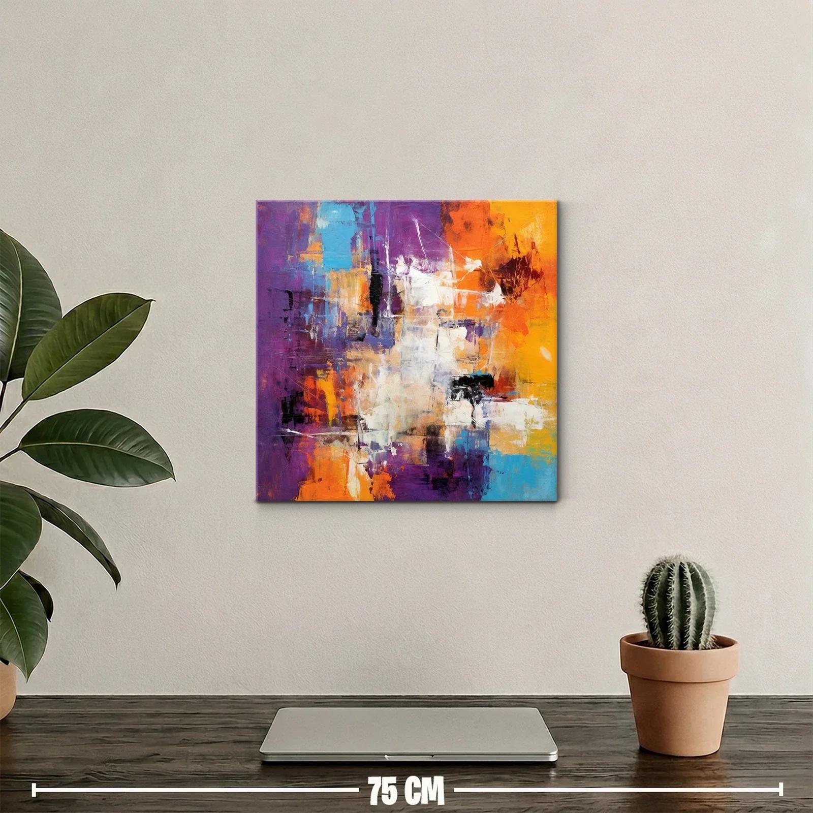 Cuadro abstracto con vibrantes tonos cálidos y fríos — miniatura 2