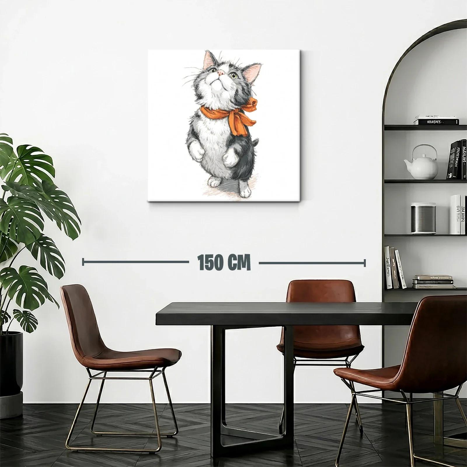 Tierno gato con pañuelo naranja en pose dulce y juguetona — miniatura 2