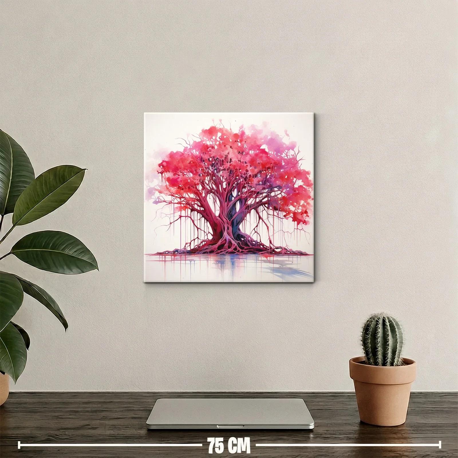 Árbol vibrante con tonos rojos y morados en composición fluida — miniatura 2
