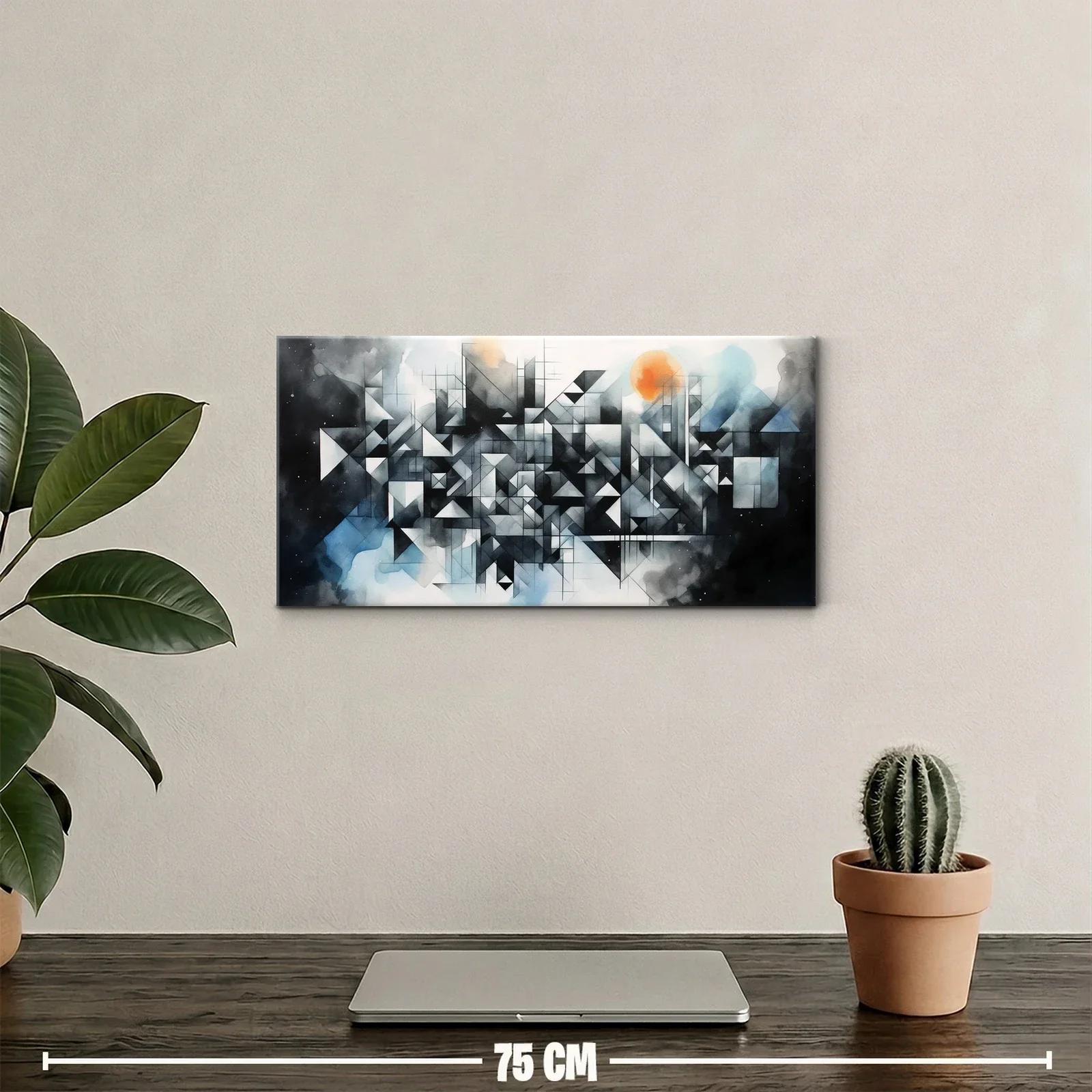 Cuadro composición geométrica abstracta con fondo difuminado — miniatura 2