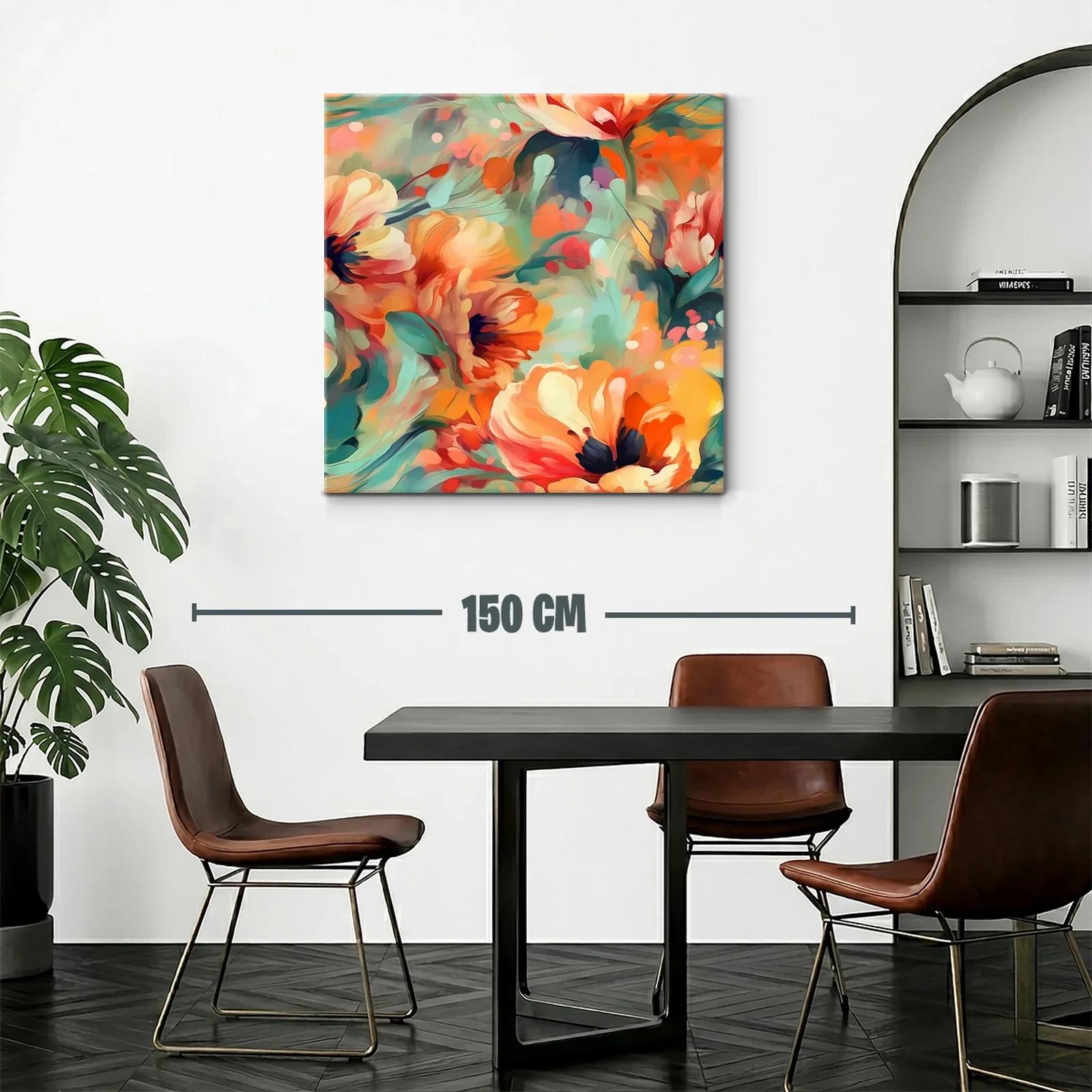 Cuadro floral vibrante con tonos cálidos y detalles suaves — miniatura 2