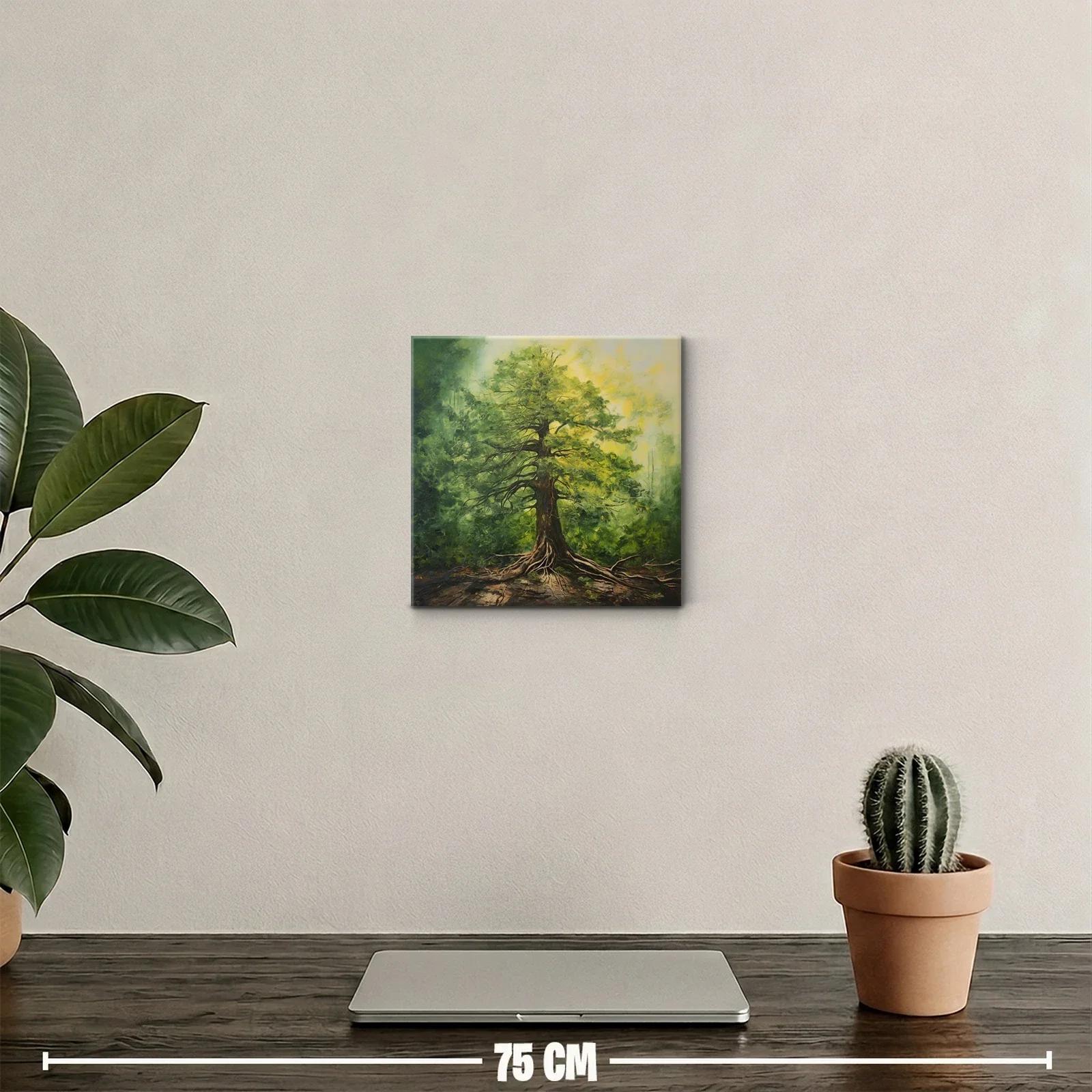 Cuadro decorativo con árbol frondoso y raíces expuestas — miniatura 2