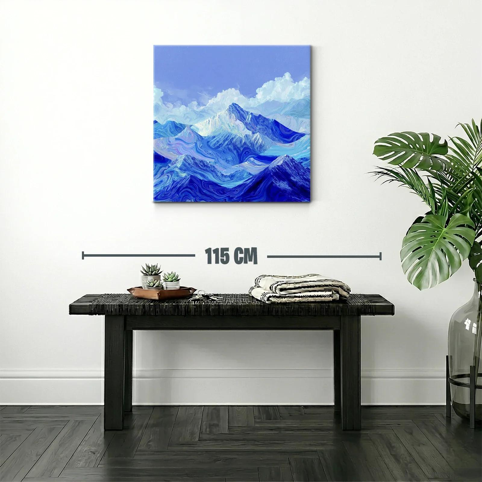 Montañas azules con texturas onduladas y cielo nublado — miniatura 2
