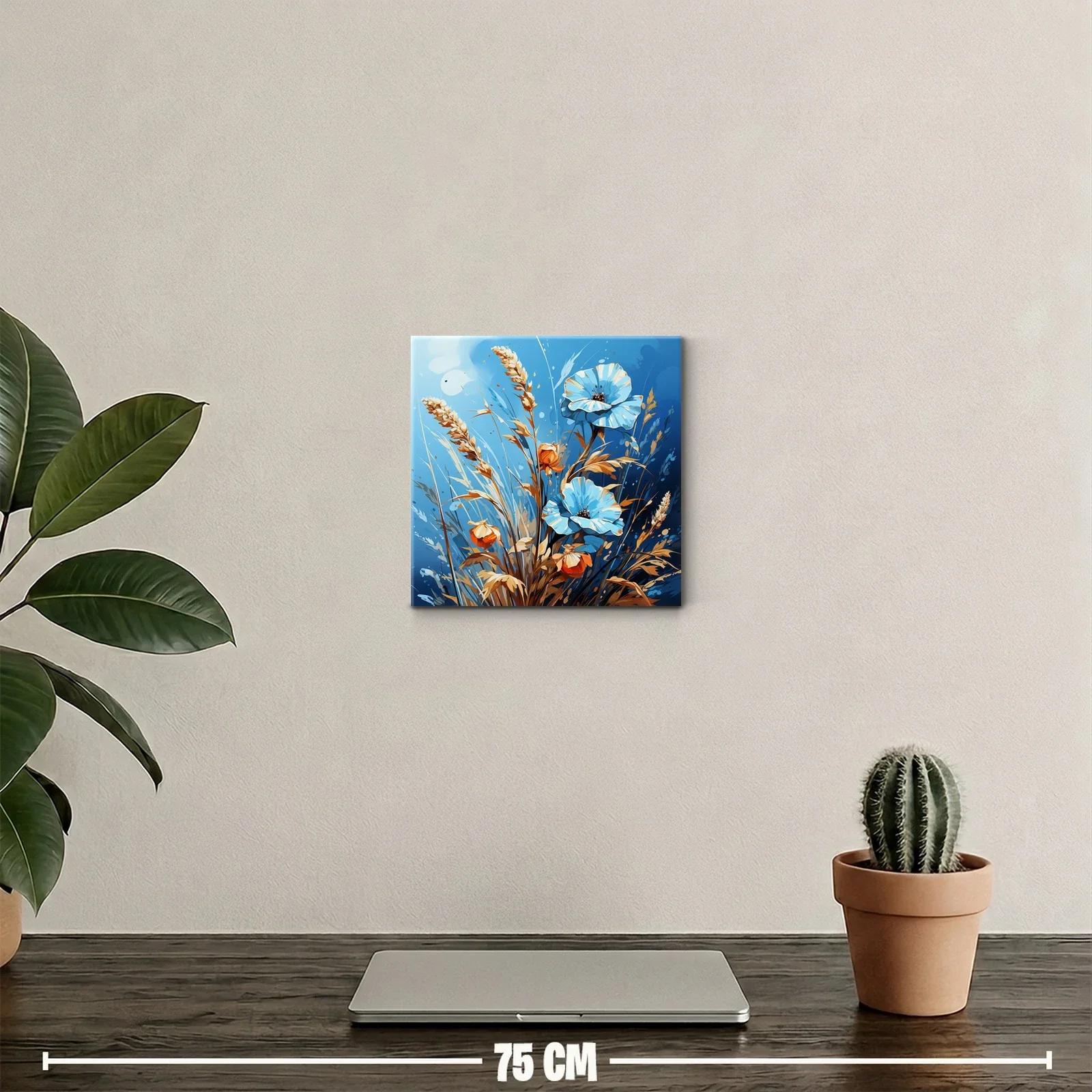 Flores en tonos azules y dorados para decoración moderna — miniatura 2