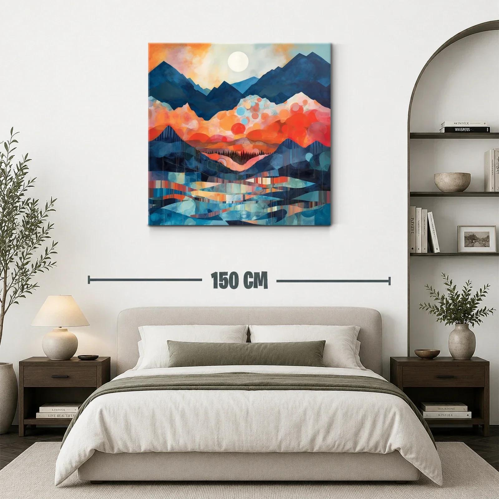 Paisaje de montañas vibrantes con luna llena — miniatura 3