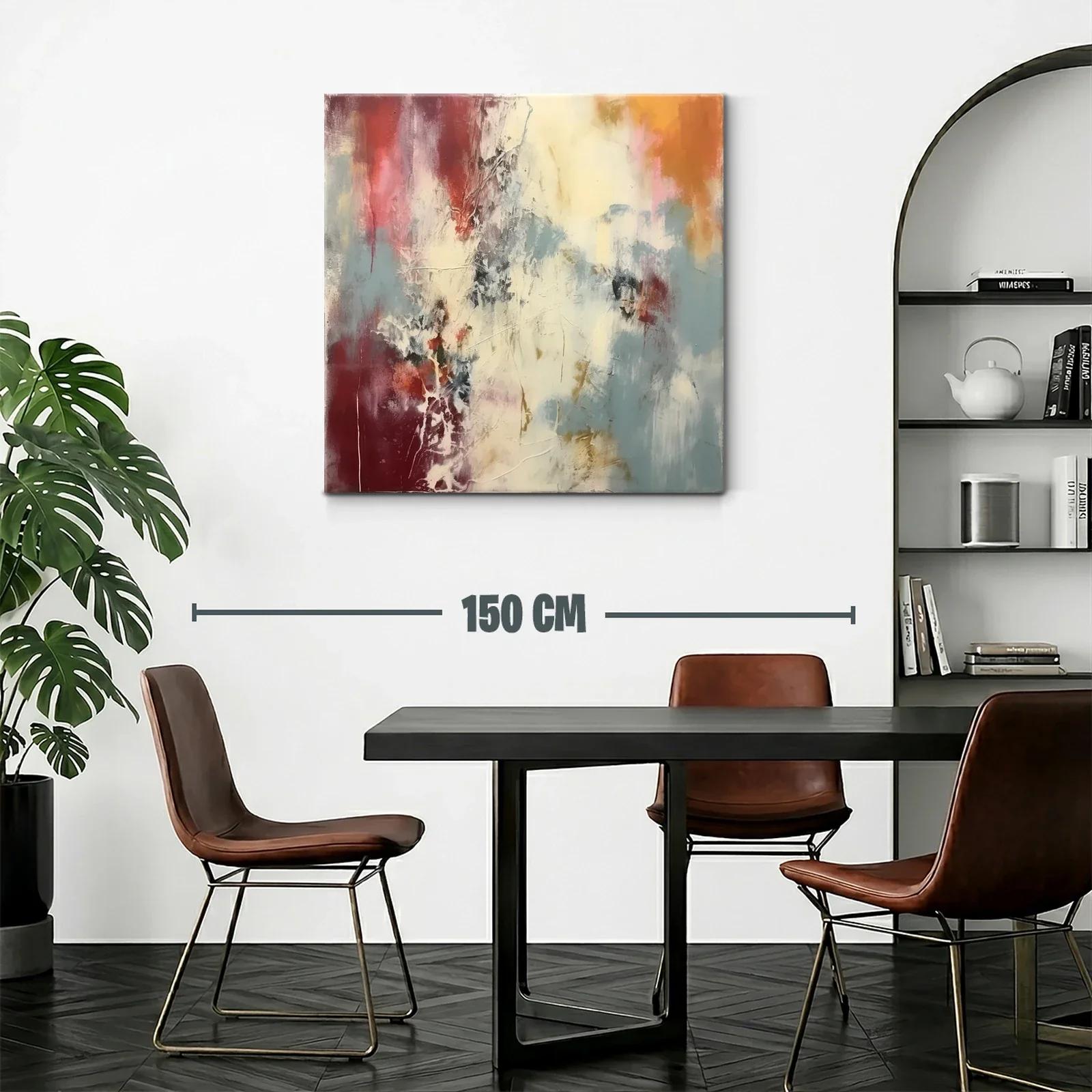Cuadro abstracto con tonos cálidos y fríos en armonía — miniatura 2
