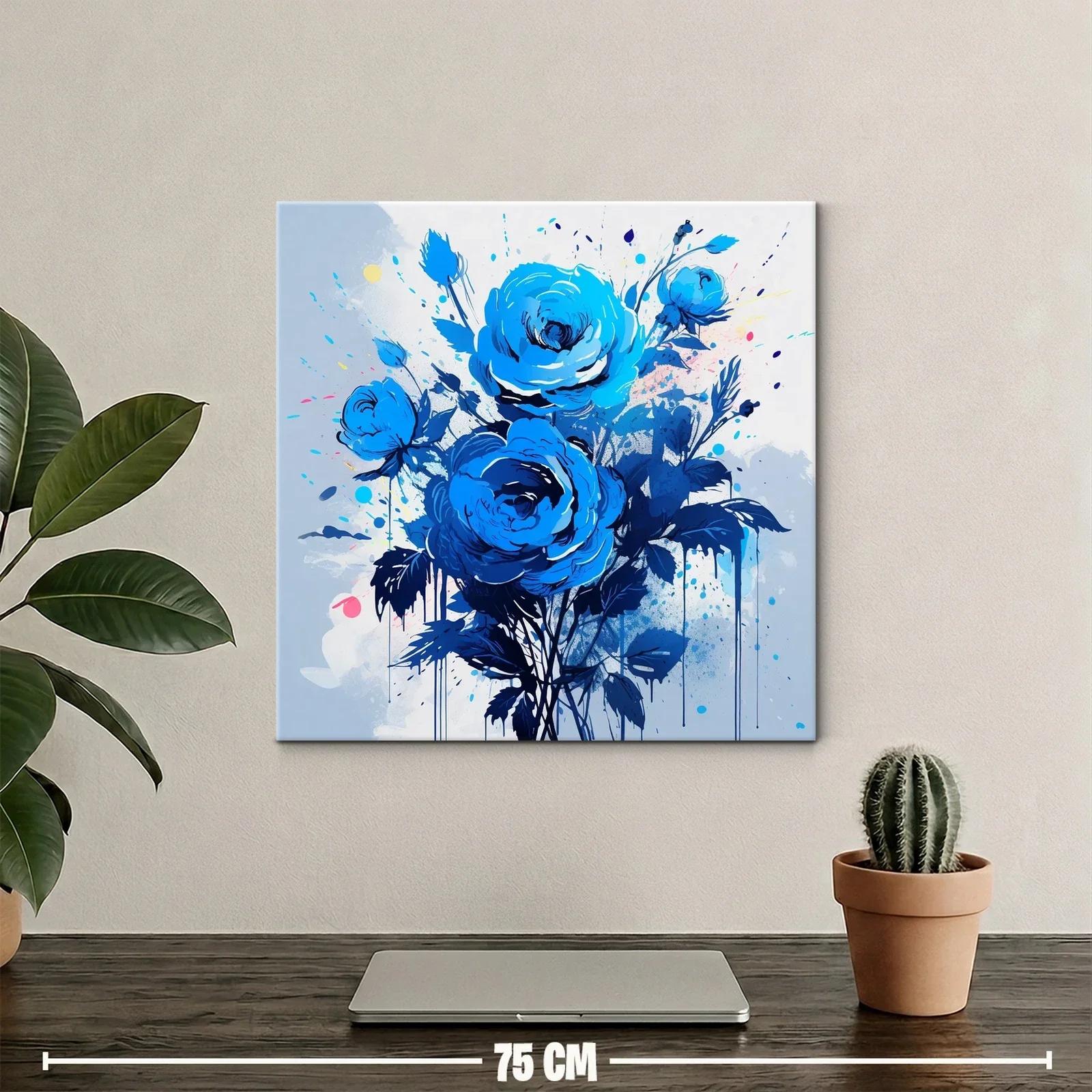 Ramo de rosas azules con pinceladas expresivas — miniatura 2