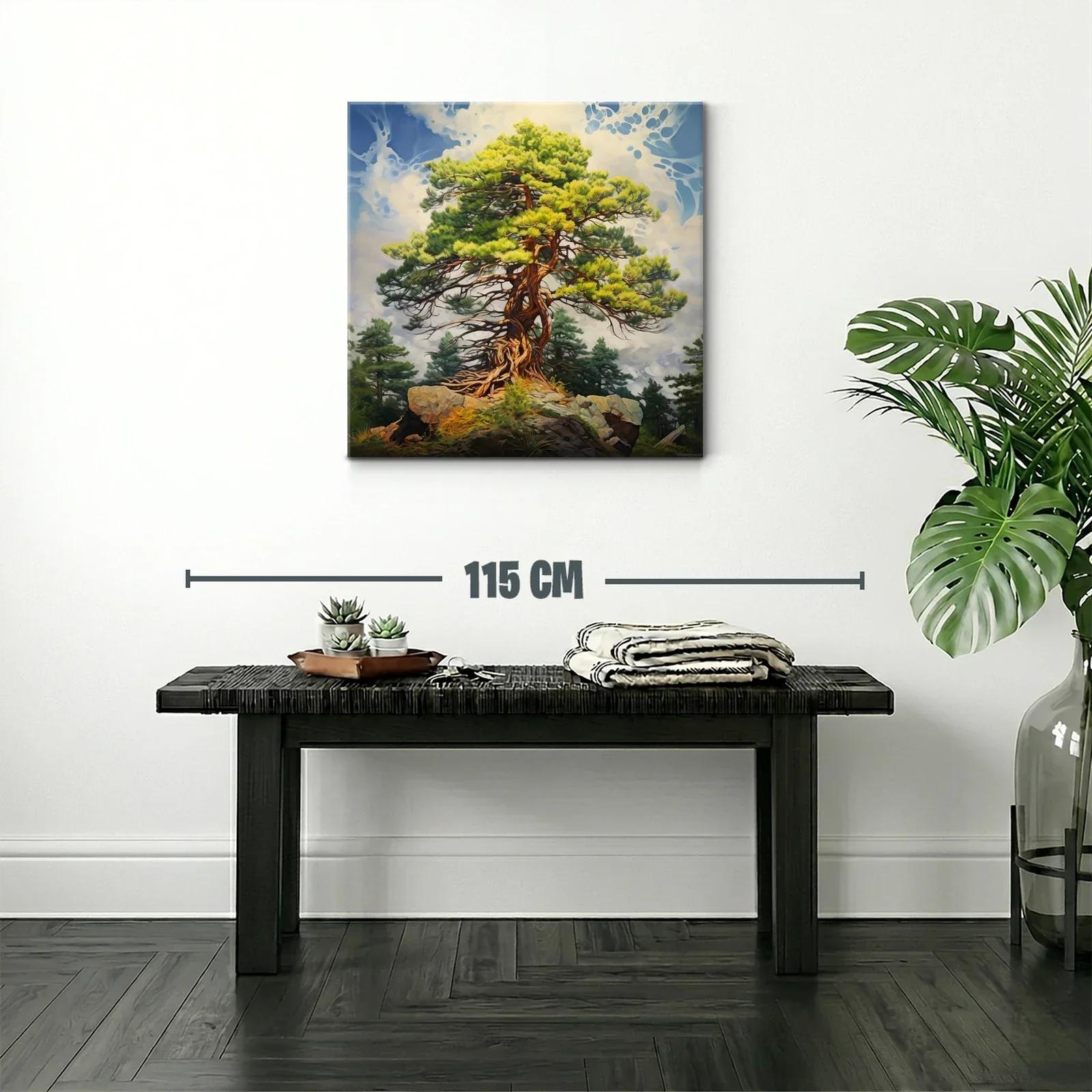 Árbol milenario sobre rocas bajo cielo azul — miniatura 2