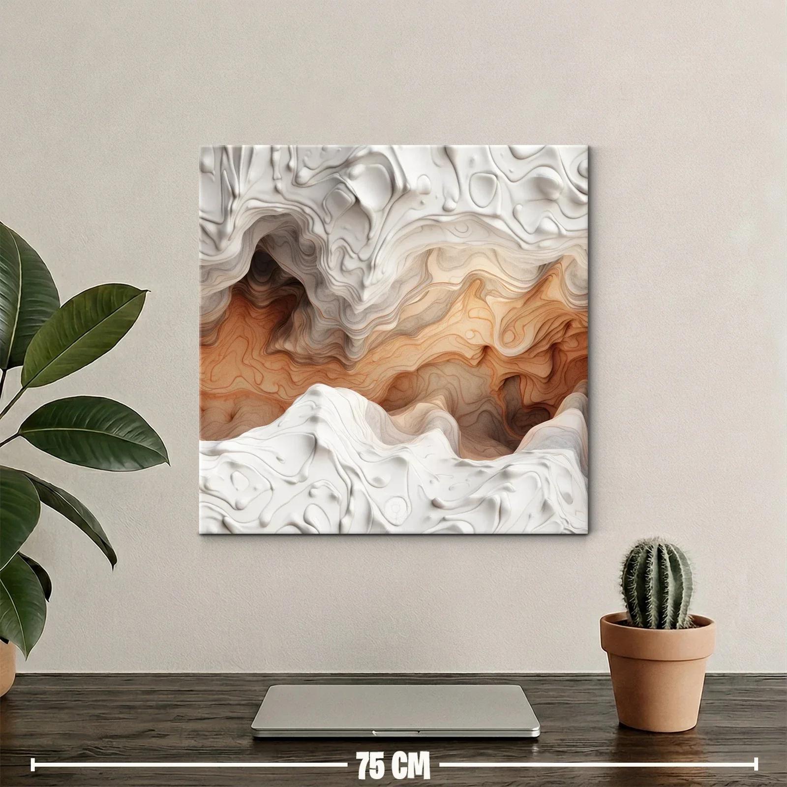 Arte abstracto con relieve en tonalidades tierra y blanco — miniatura 2
