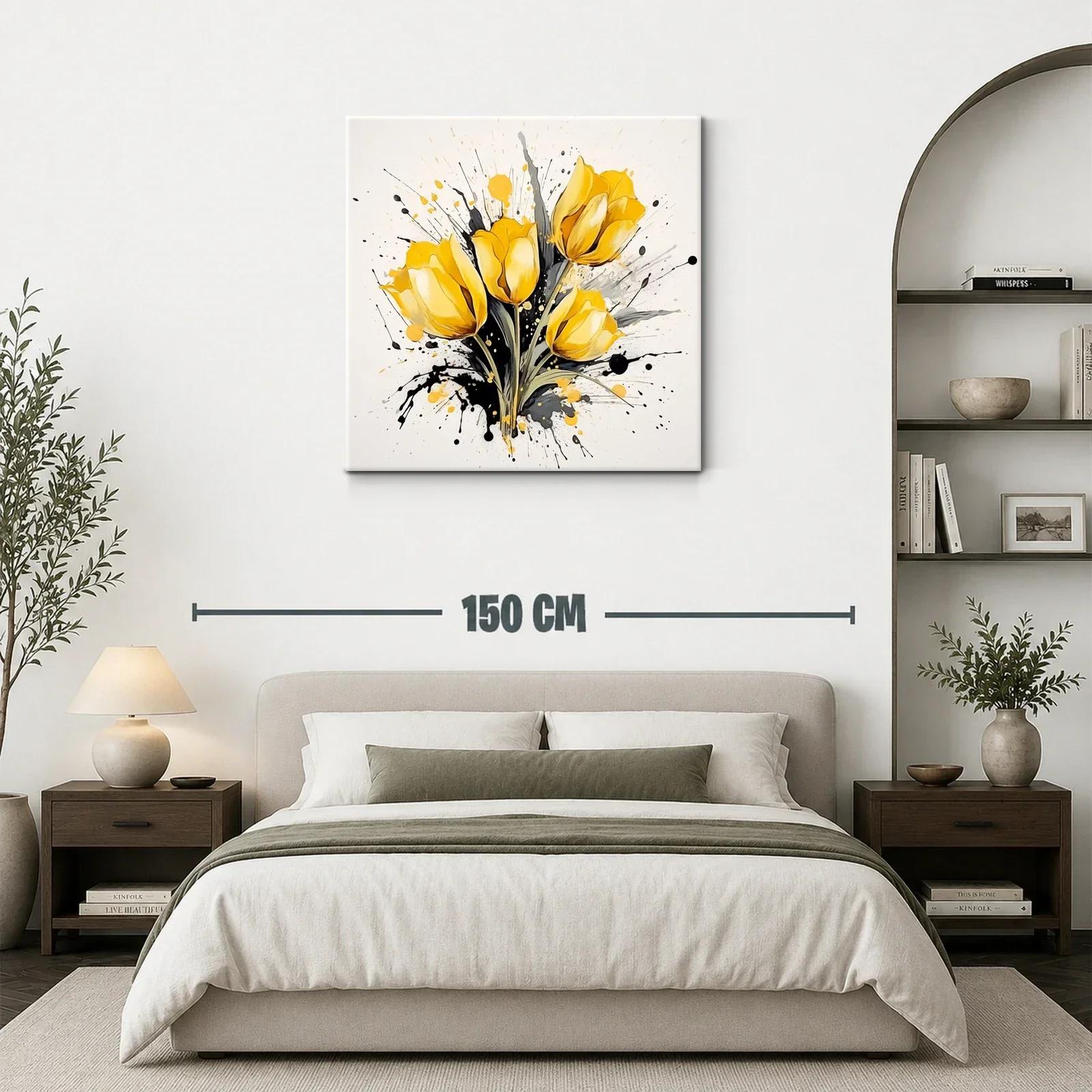 Ramillete de tulipanes amarillos con fondo artístico dinámico — miniatura 3