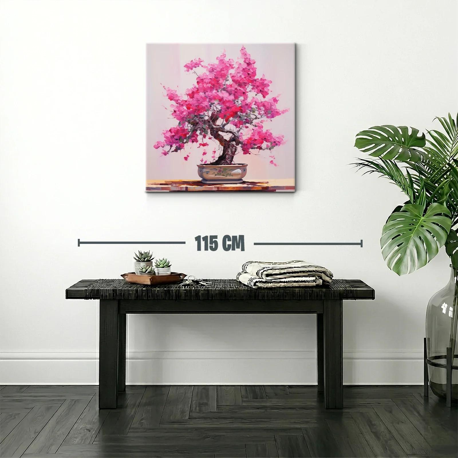 Cuadro con árbol de flores rosas en maceta elegante — miniatura 2