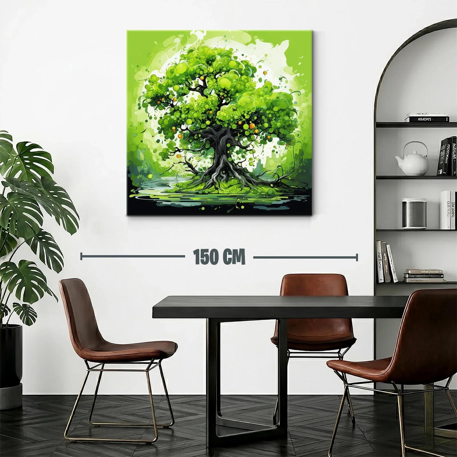 Árbol con vibrantes tonos verdes y detalles en naranja — miniatura 2