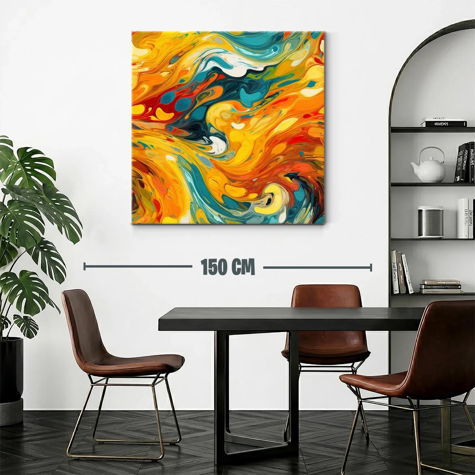Arte abstracto dinámico con tonos cálidos y fríos vibrantes — miniatura 2