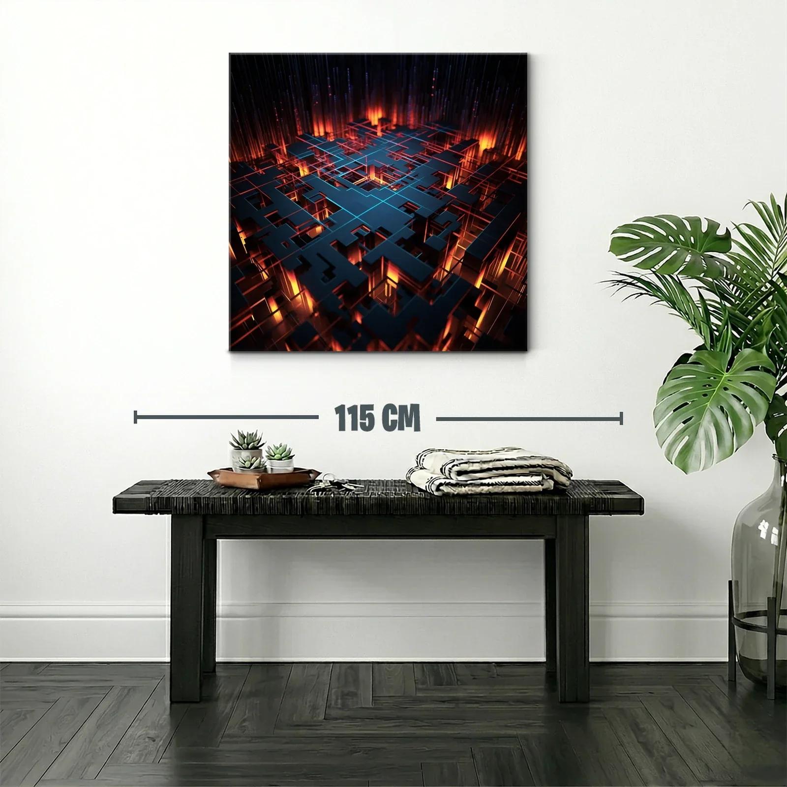 Abstracto geométrico con luces cálidas y líneas azules — miniatura 2