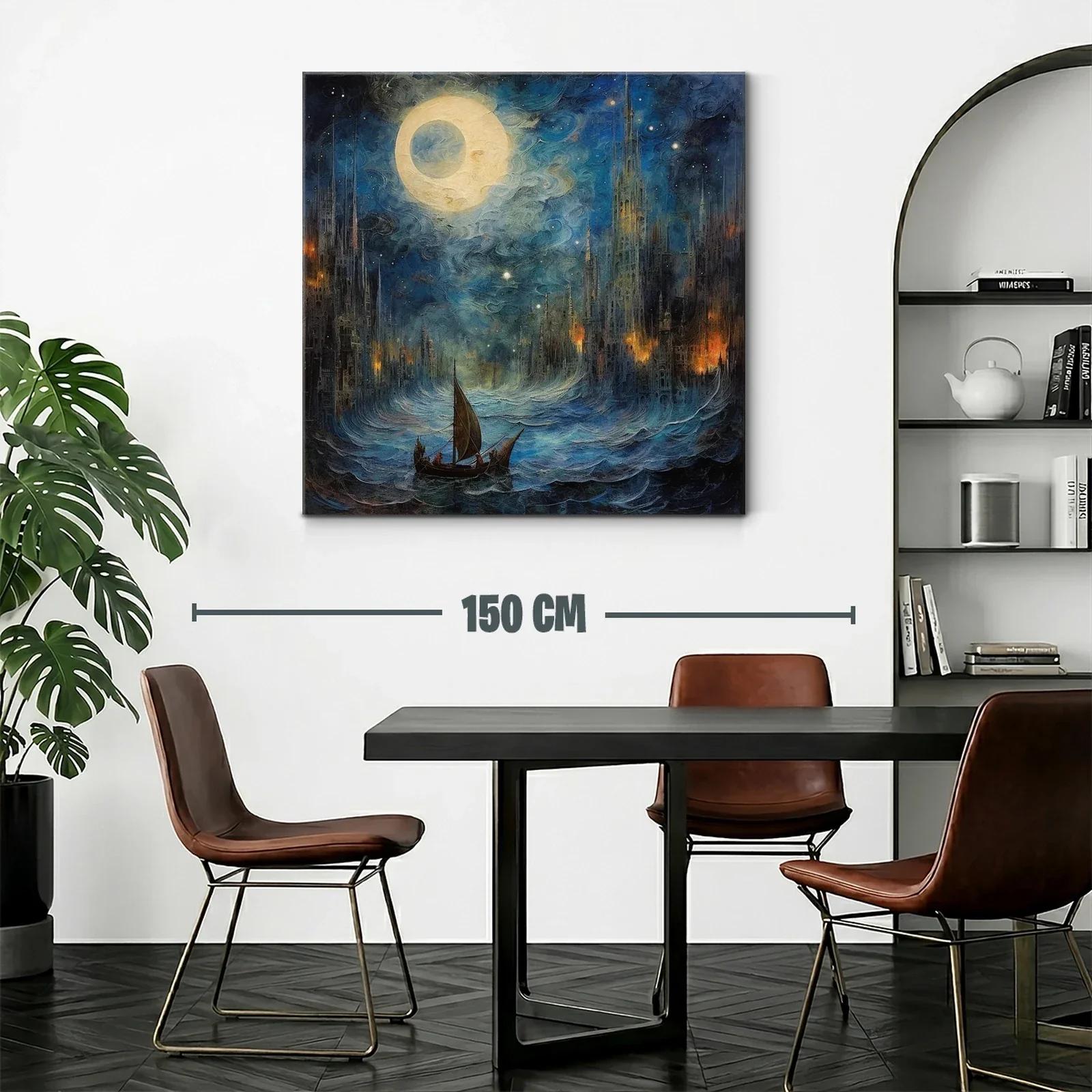 Navegando bajo la luna en ciudad de fantasía nocturna — miniatura 2