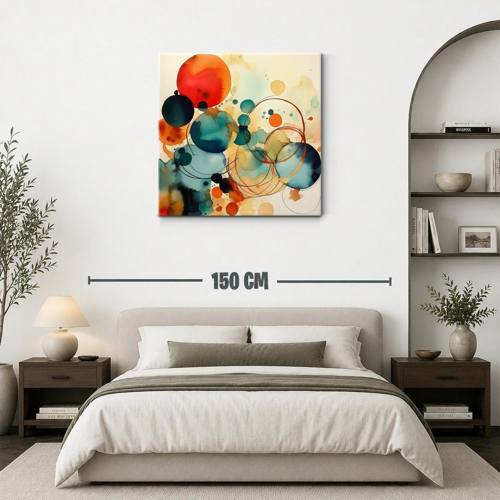 Composición abstracta con círculos en tonos cálidos y fríos — miniatura 3