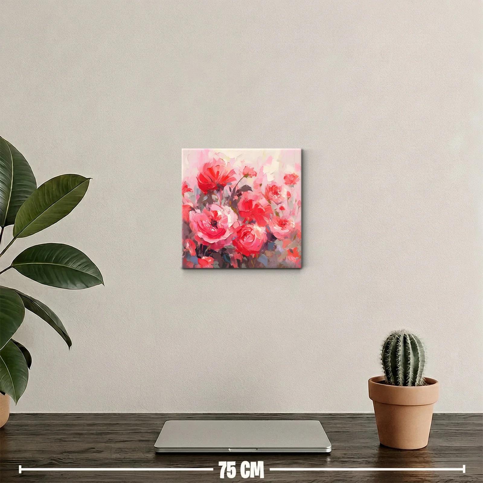 Cuadro floral con explosión de rosas en tonos rojos y rosas — miniatura 2