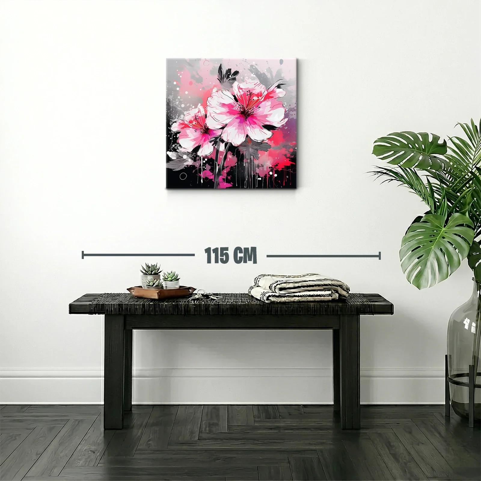 Flores vibrantes en tonos rosas y grises modernos — miniatura 2
