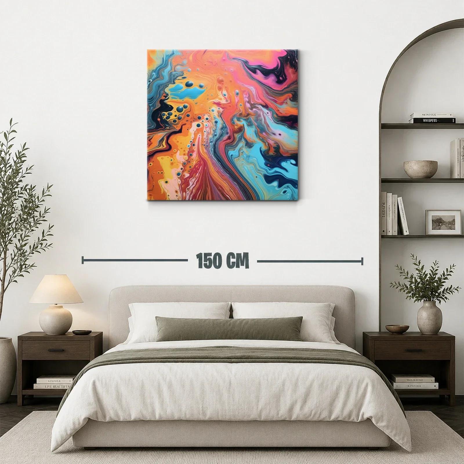 Cuadro abstracto con vibrantes tonos cálidos y fríos — miniatura 3