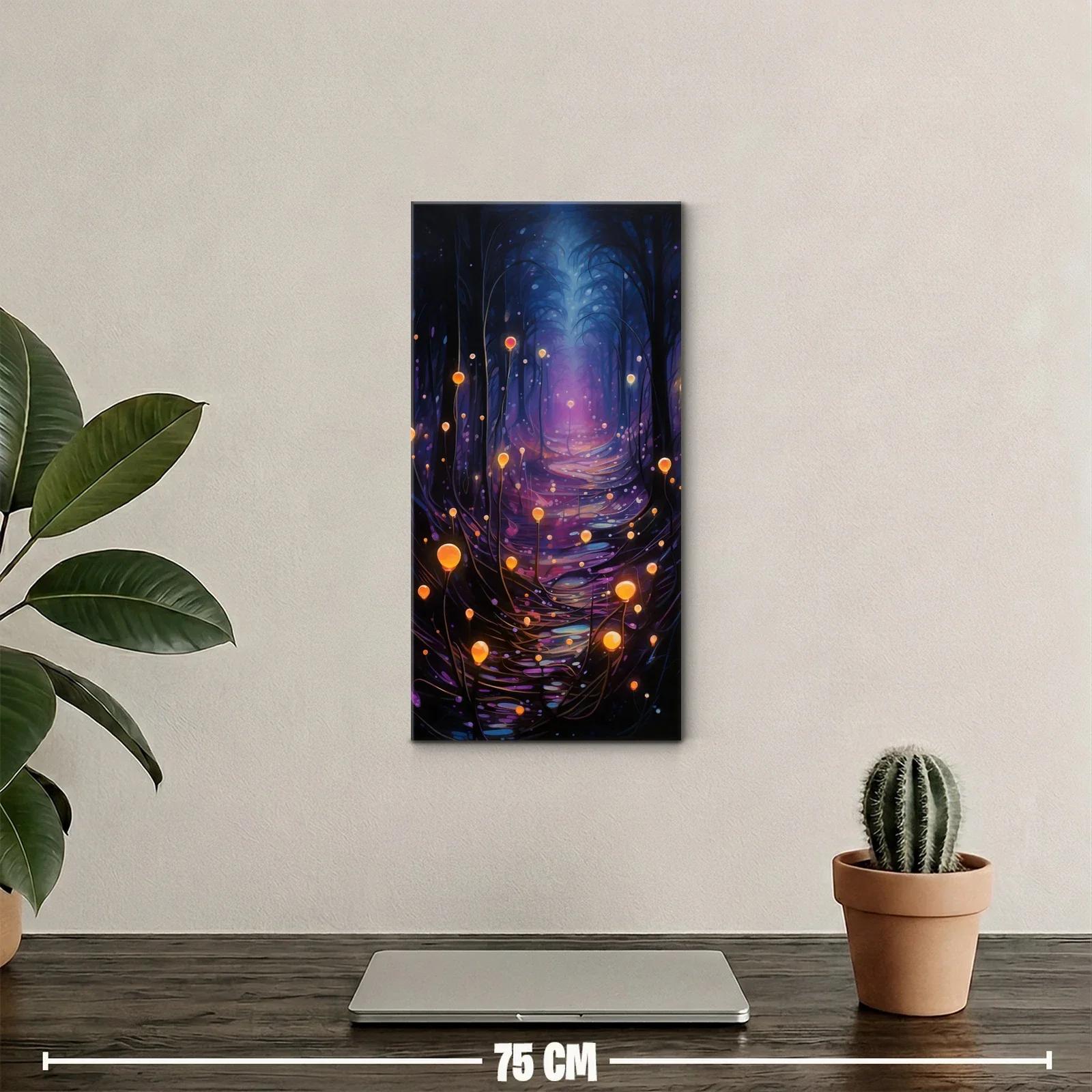Cuadro sendero luminoso en un bosque con destellos cálidos — miniatura 2