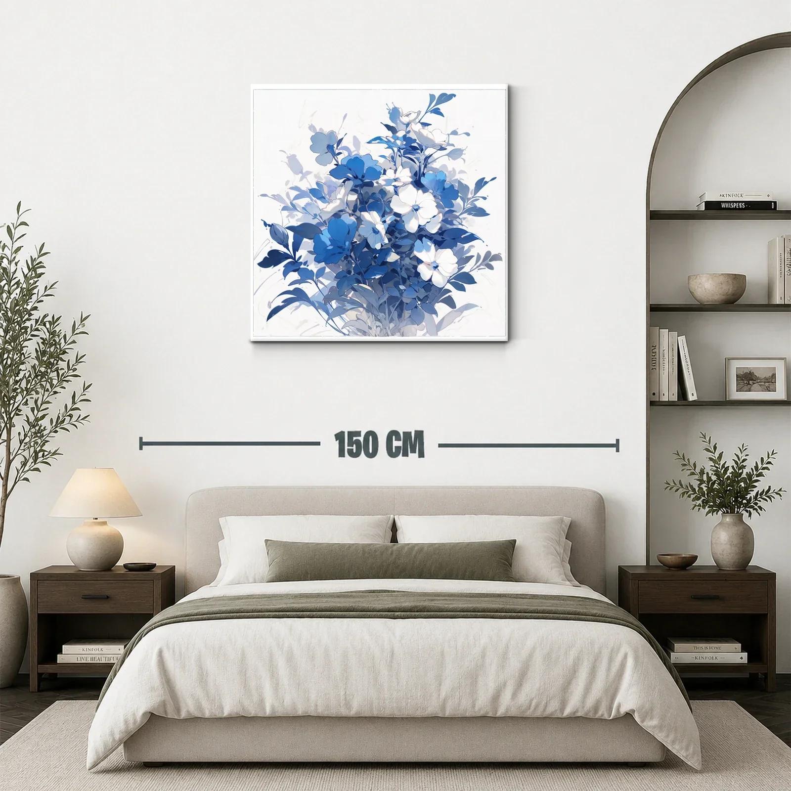 Cuadro floral en tonos azules y blancos elegante y sereno — miniatura 3