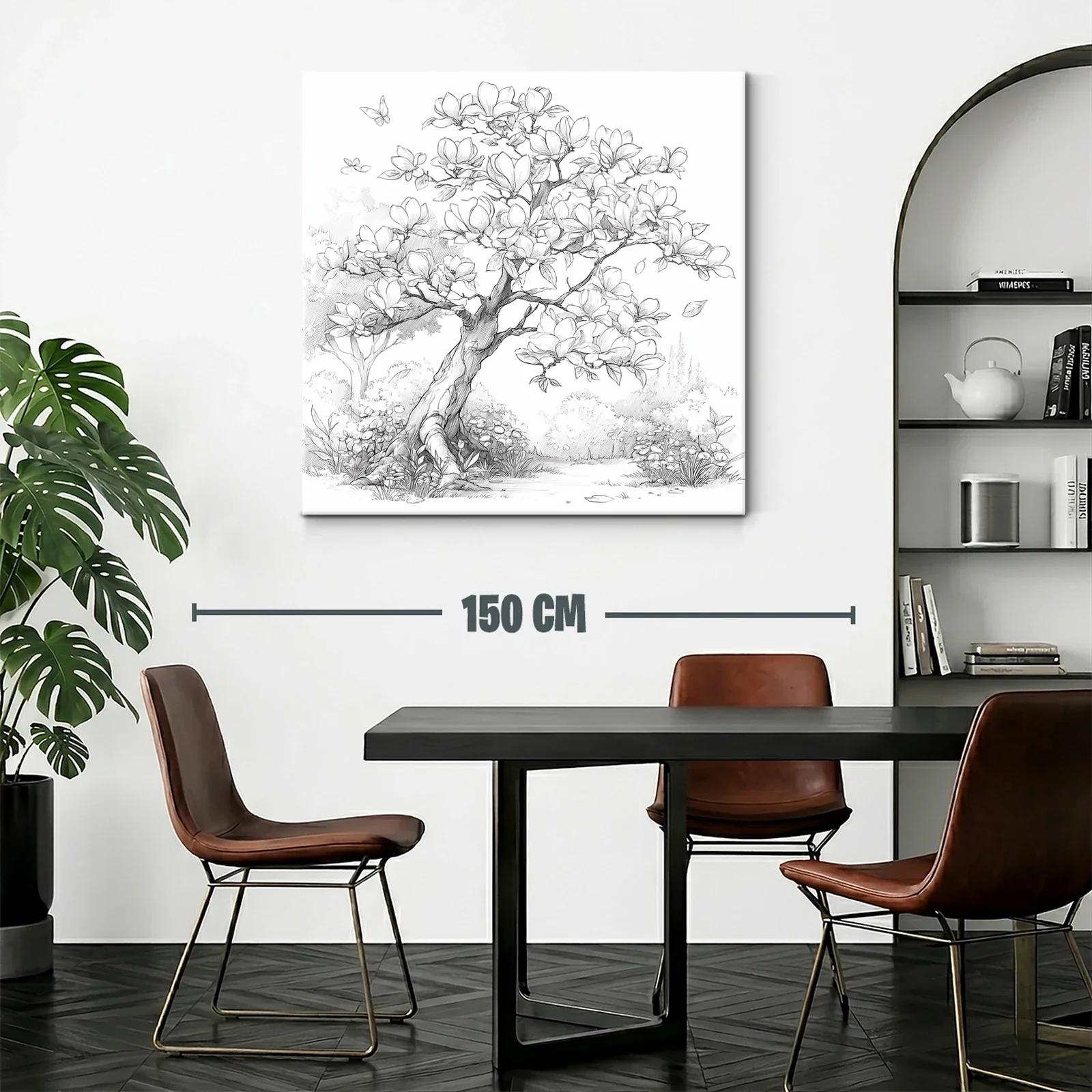 Árbol de magnolia en dibujo delicado y natural — miniatura 2
