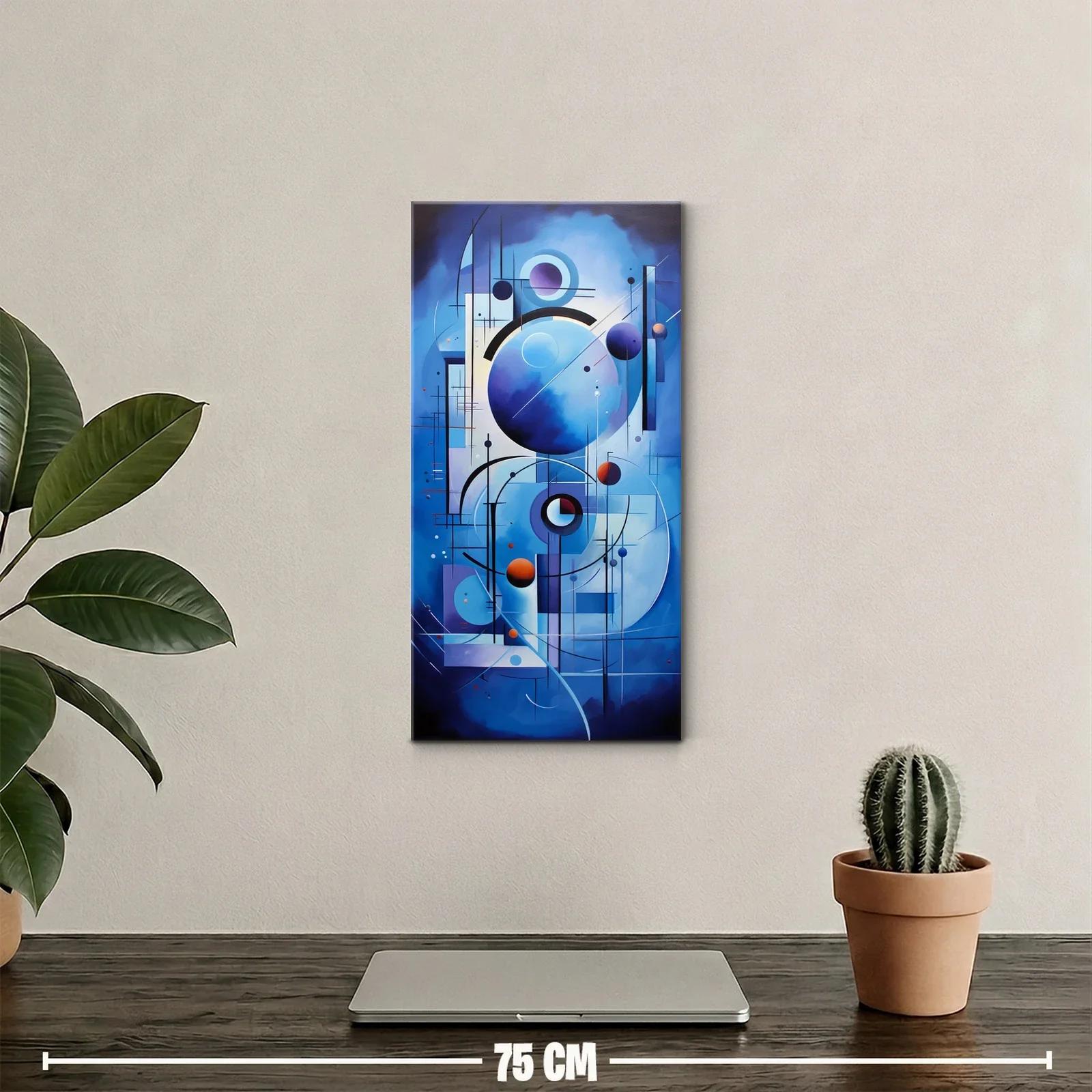 Cuadro abstracción geométrica con gran círculo azul — miniatura 2