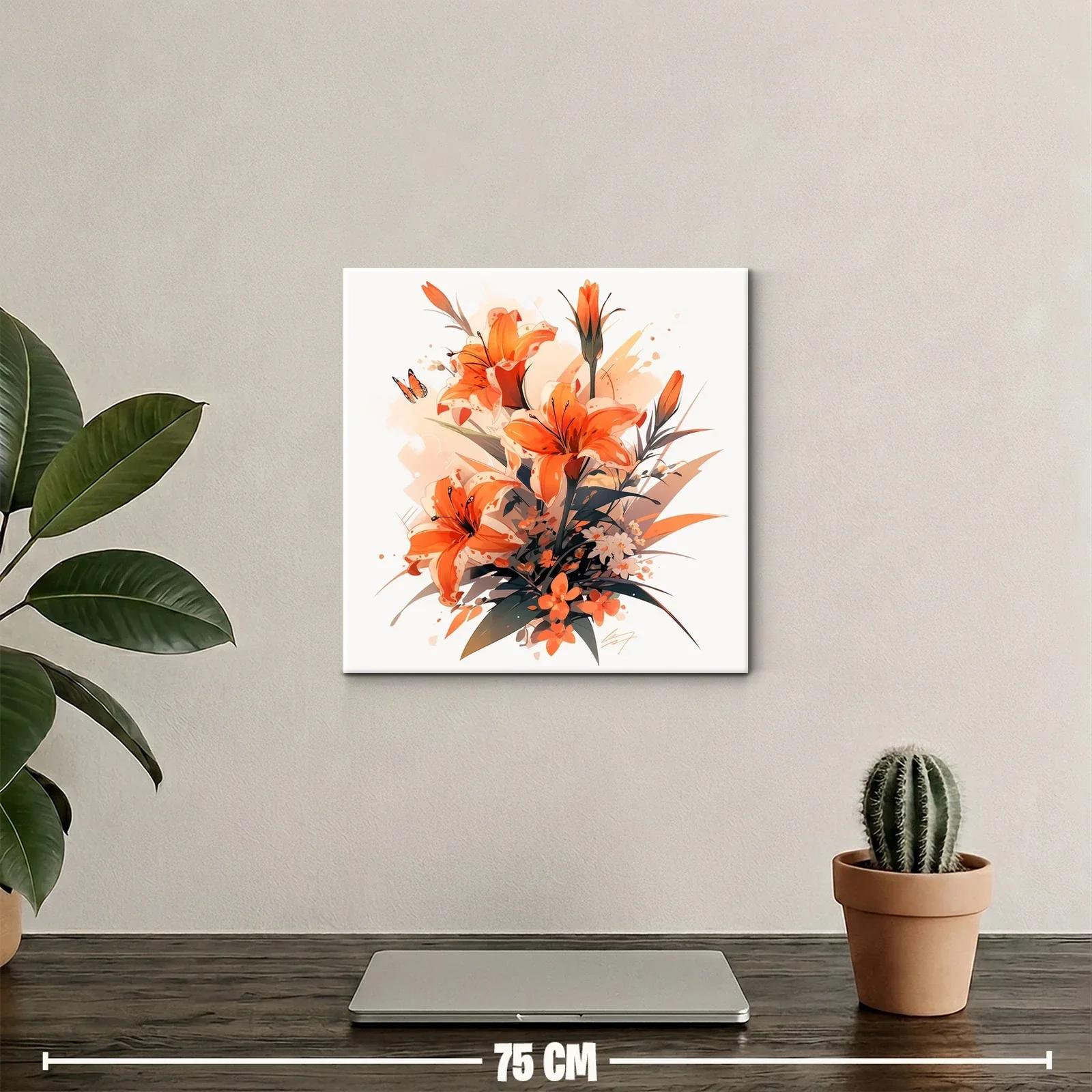 Ramo vibrante con lirios naranjas y mariposa delicada — miniatura 2