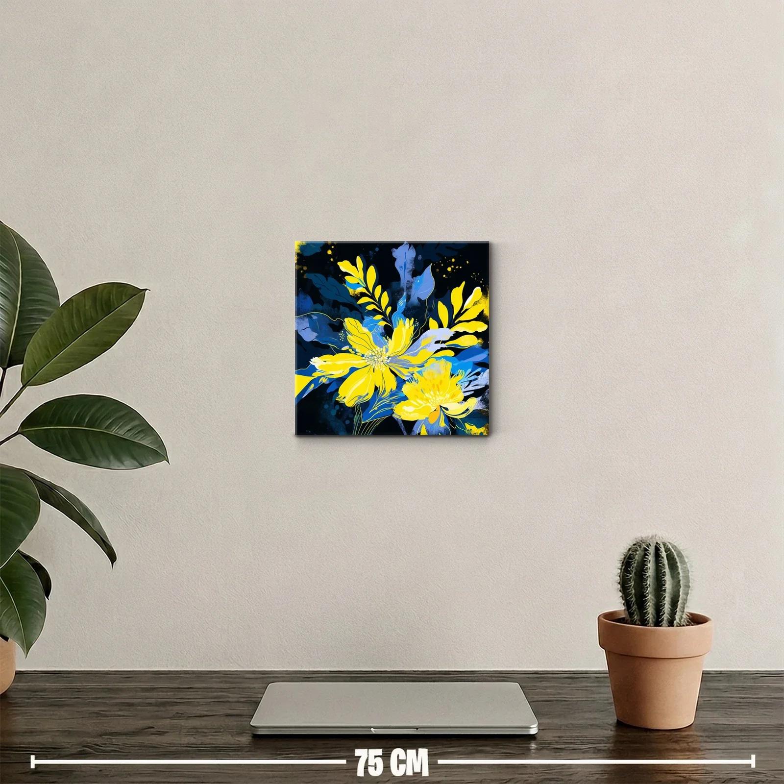 Flores vibrantes en tonos amarillos y azules expresivos — miniatura 2